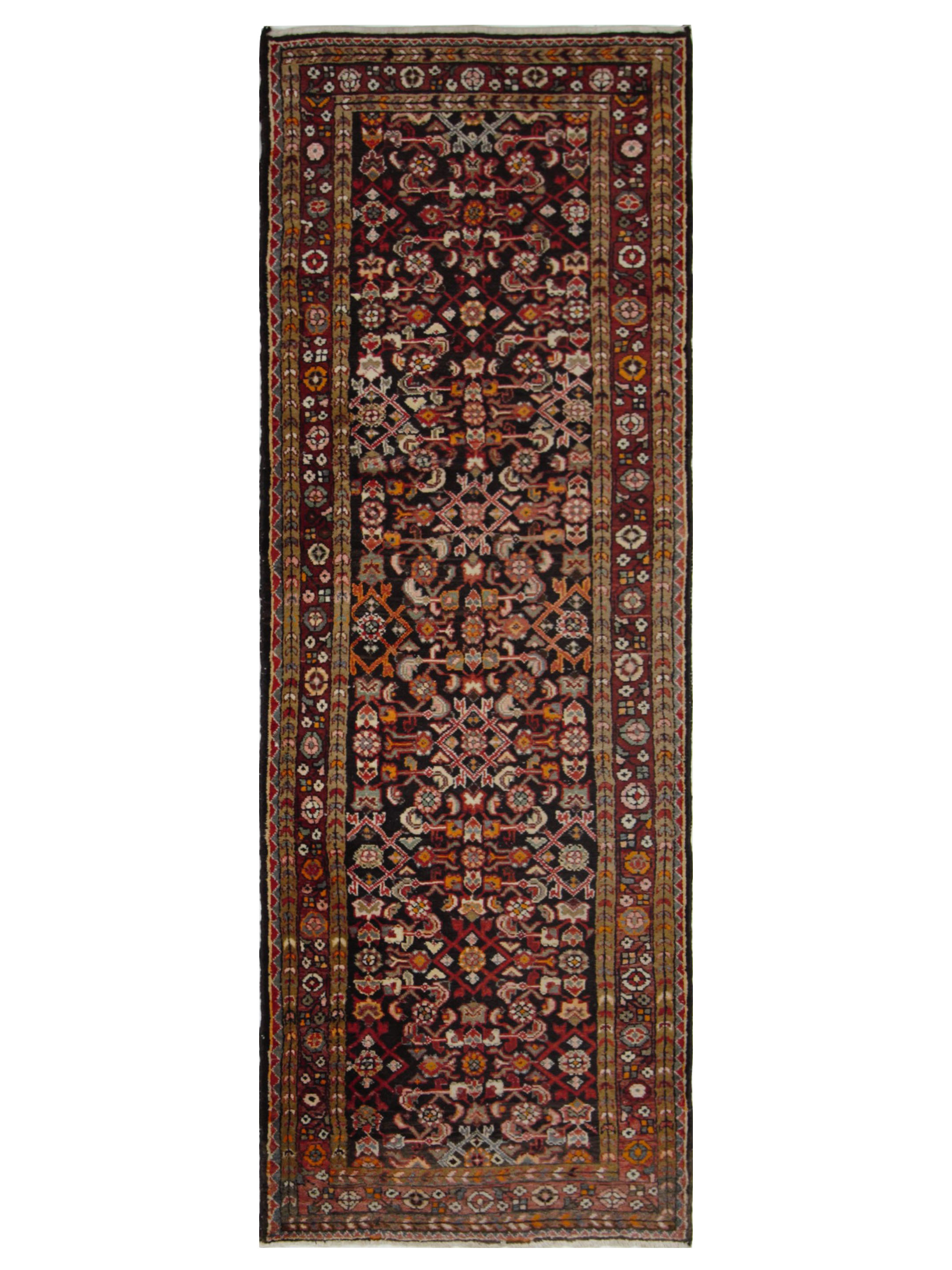Hamadan Hand Knotted Burgundy 4x10