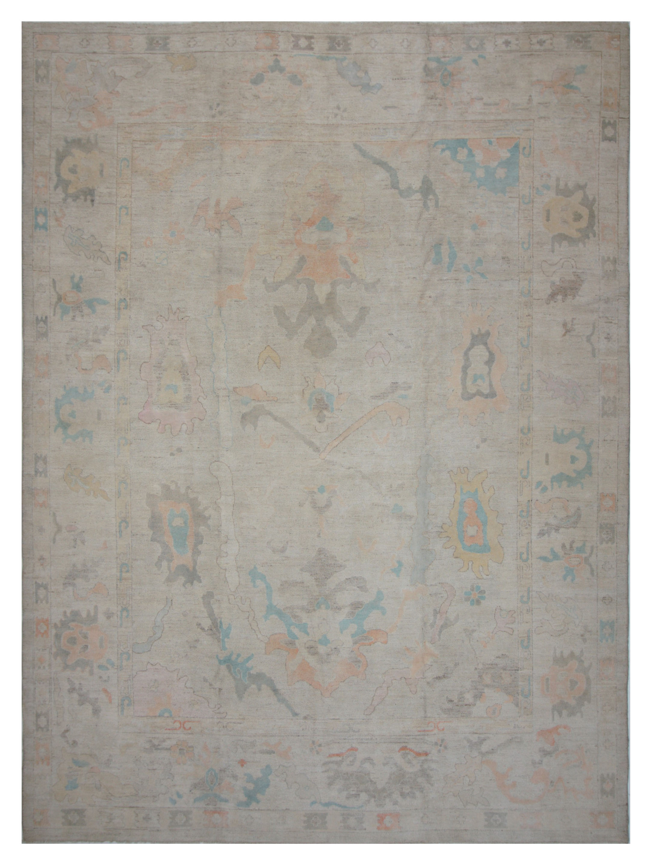 Ushak Wool Weft Hand Knotted Beige 12x15