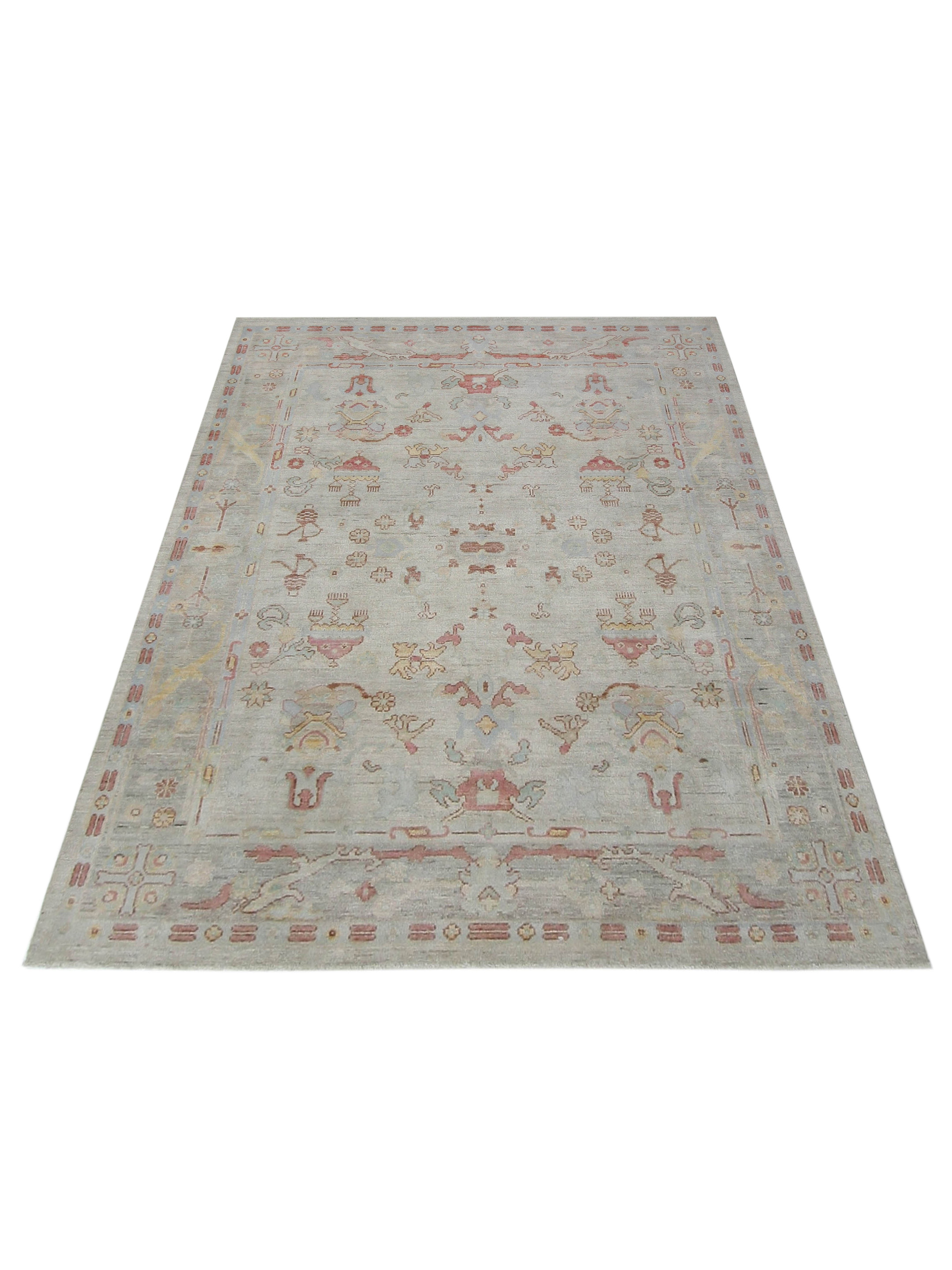 Ushak Wool Weft Hand Knotted Beige 8x10 - Image 2 of 7
