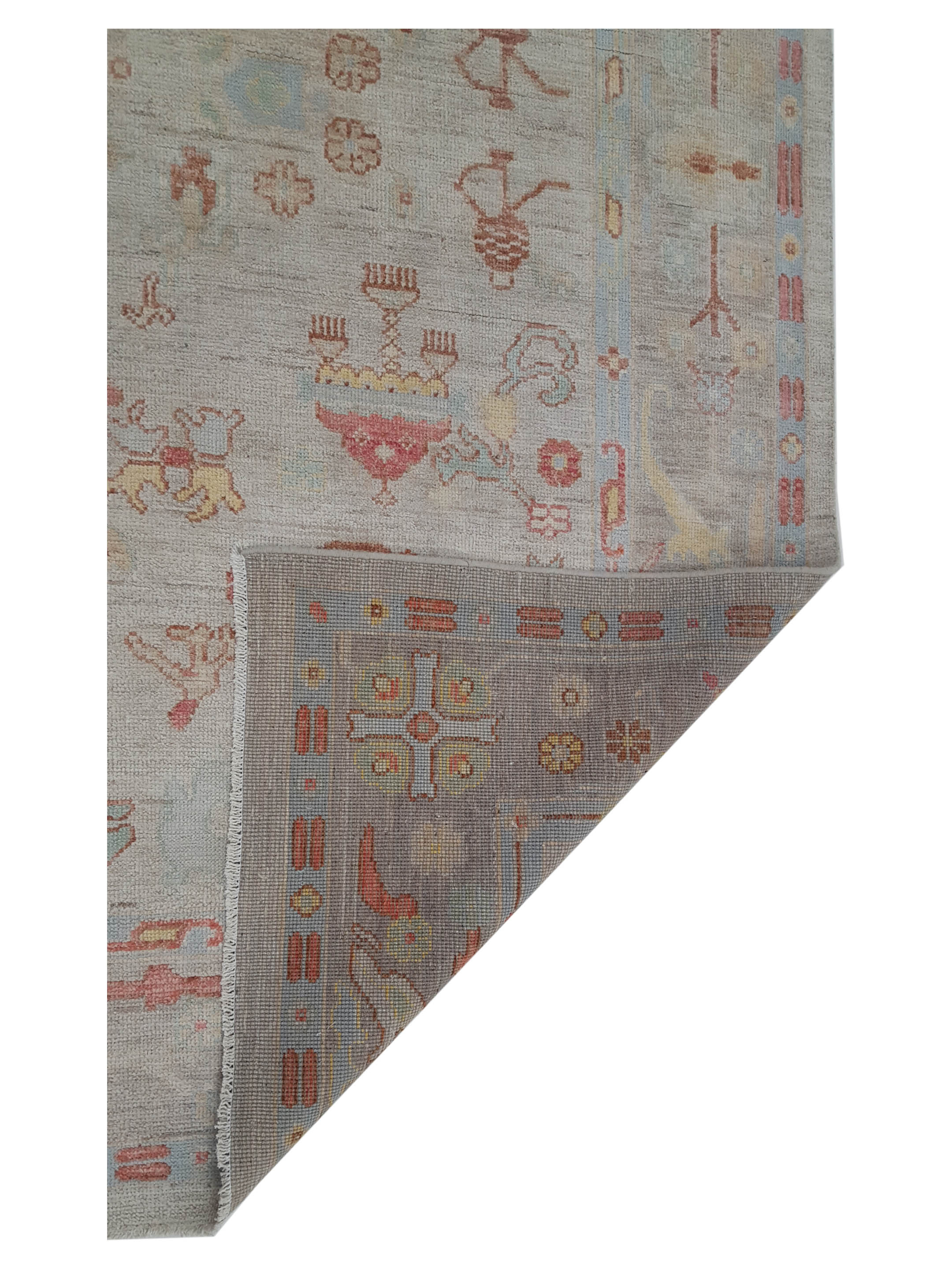 Ushak Wool Weft Hand Knotted Beige 8x10 - Image 3 of 7