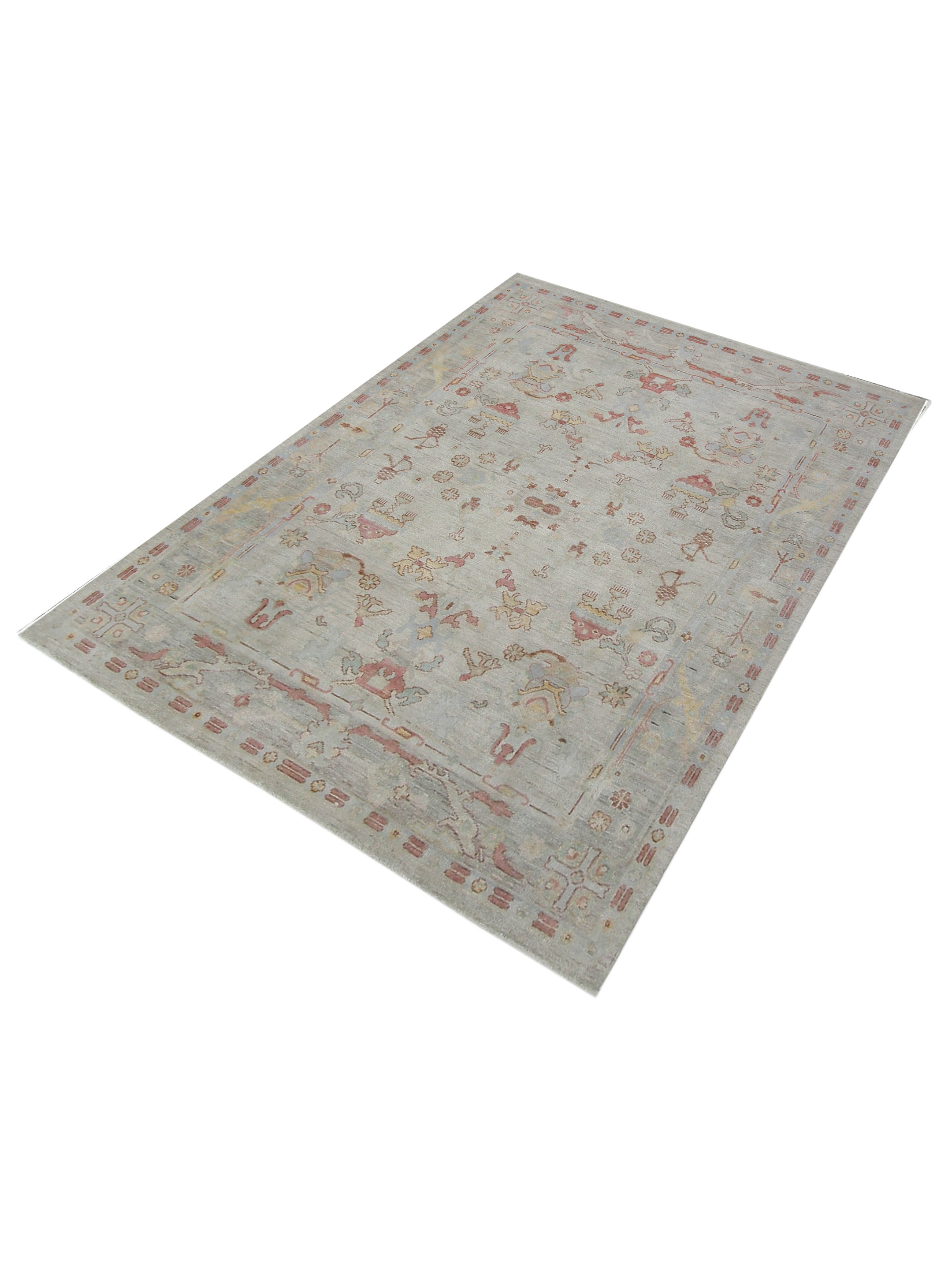 Ushak Wool Weft Hand Knotted Beige 8x10 - Image 6 of 7