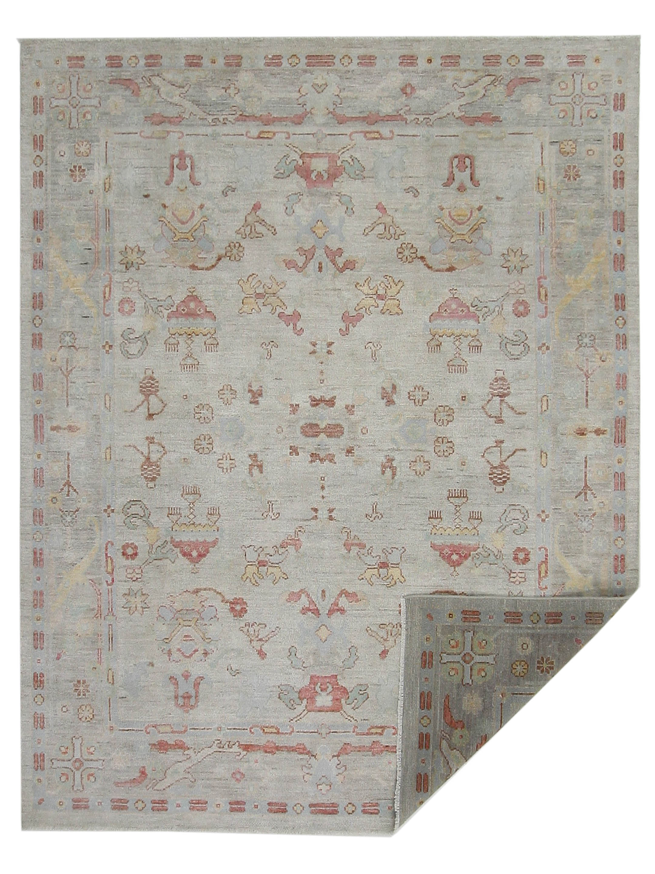 Ushak Wool Weft Hand Knotted Beige 8x10 - Image 7 of 7