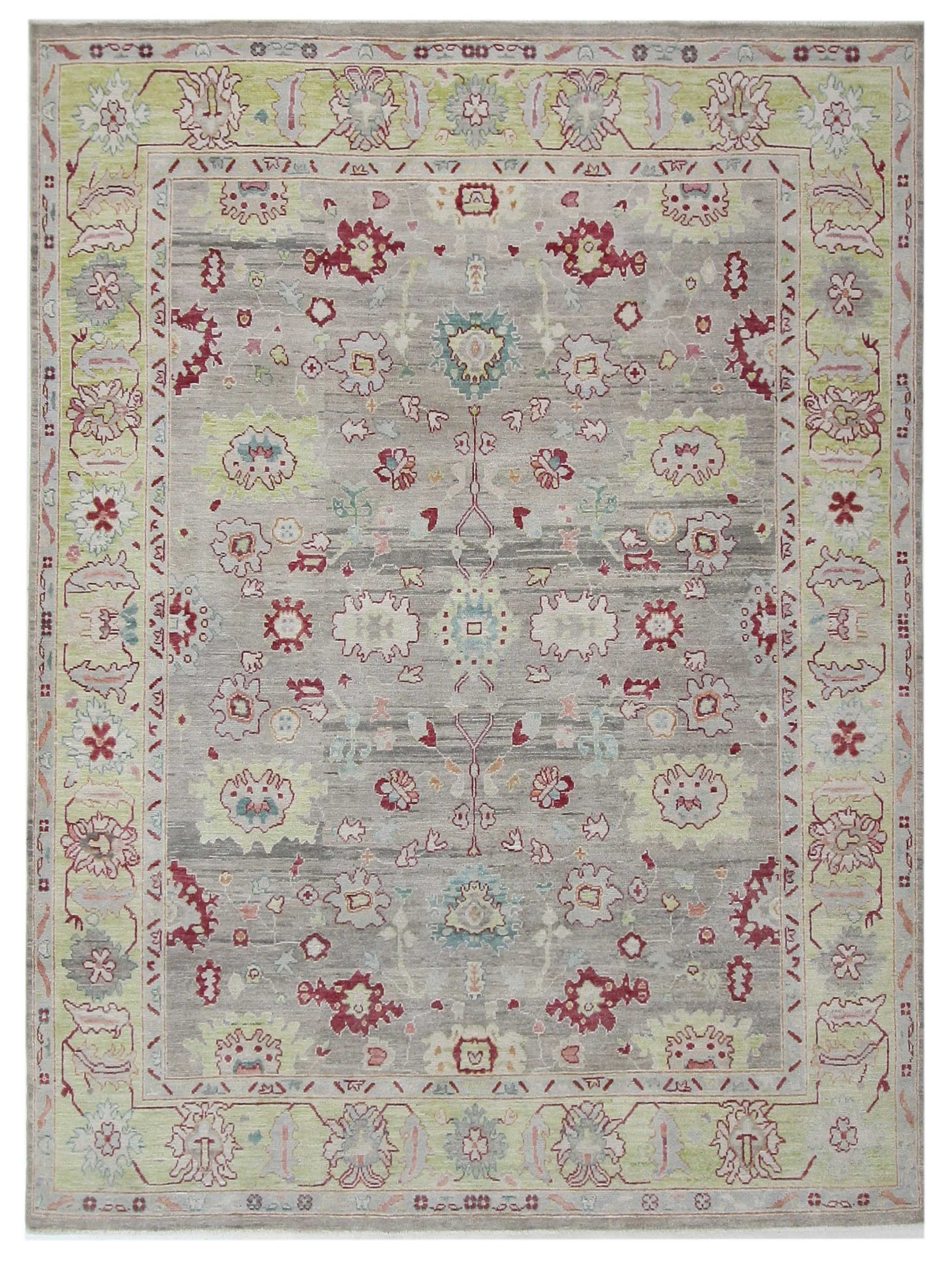 Ushak Wool Weft Hand Knotted Grey 9x12
