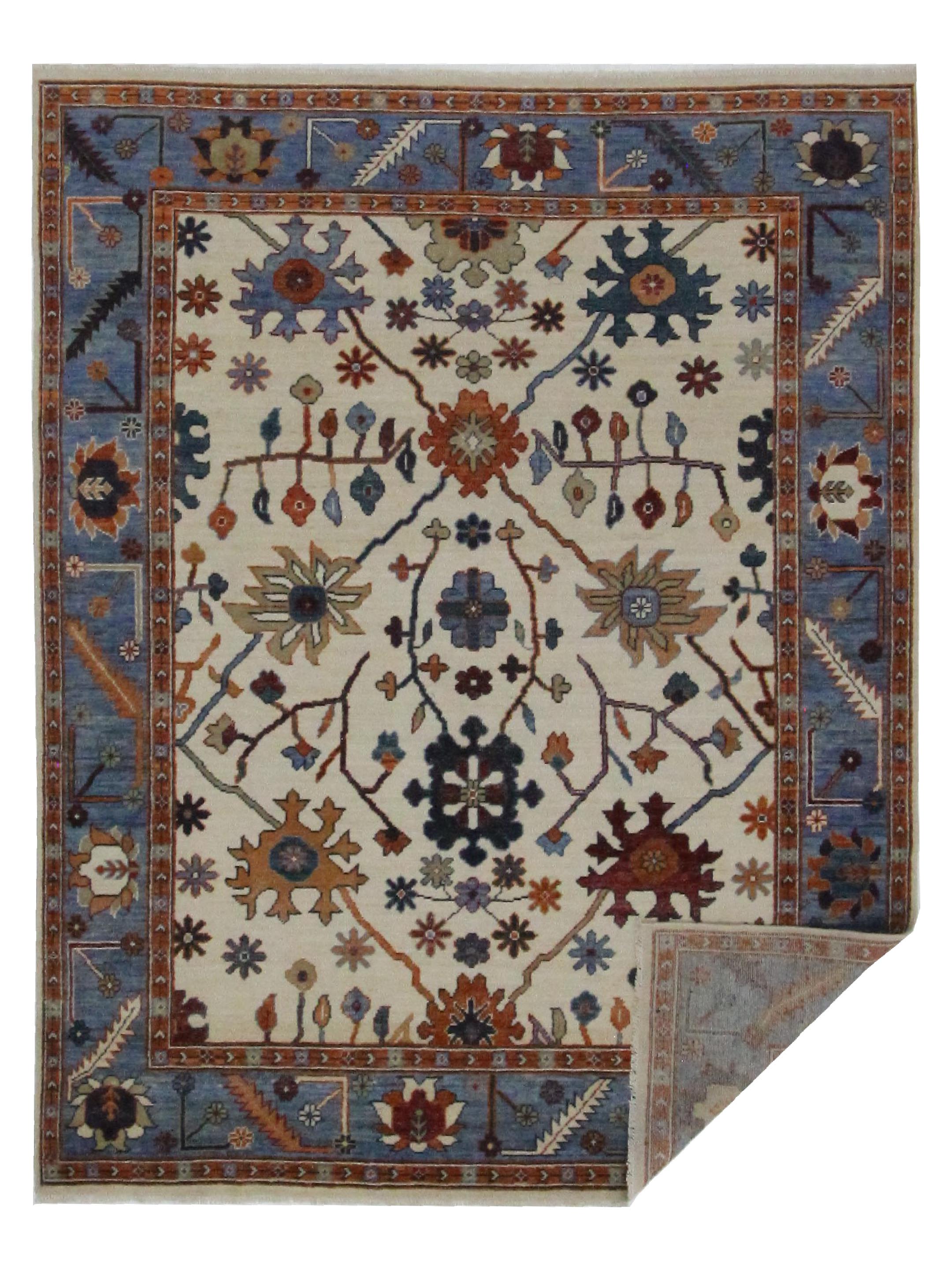 Ushak Wool Weft Hand Knotted Beige 8x10 - Image 6 of 6