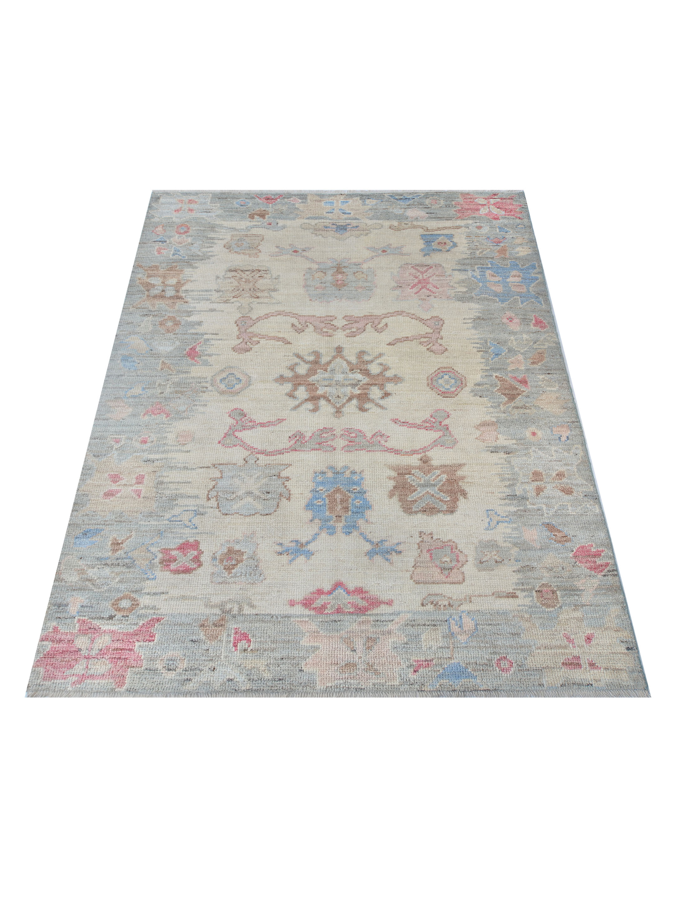 Ushak Wool Weft Hand Knotted Ivory 4x6 - Image 2 of 6