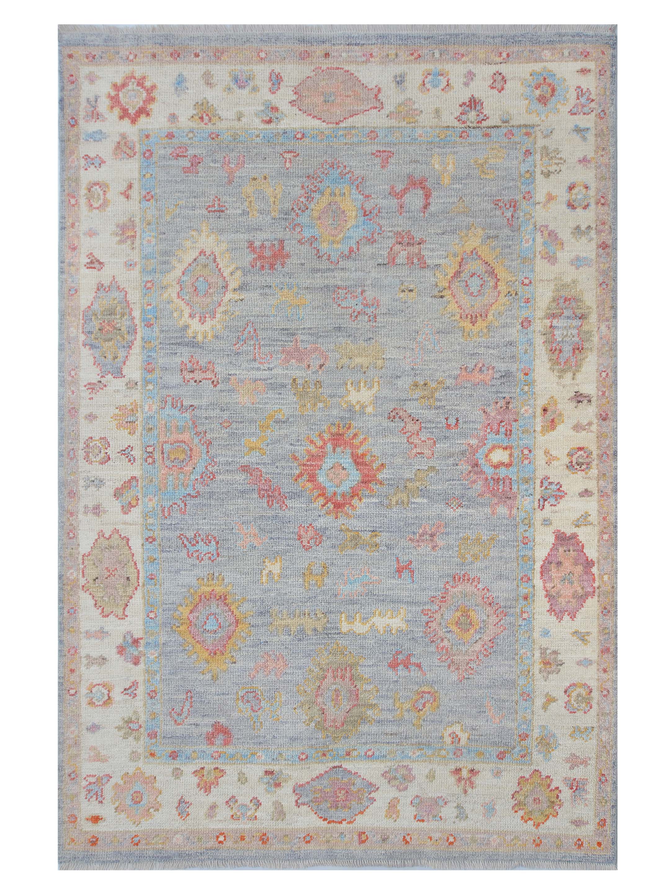 Ushak Wool Weft Hand Knotted Grey 4x6 - Image 6 of 6