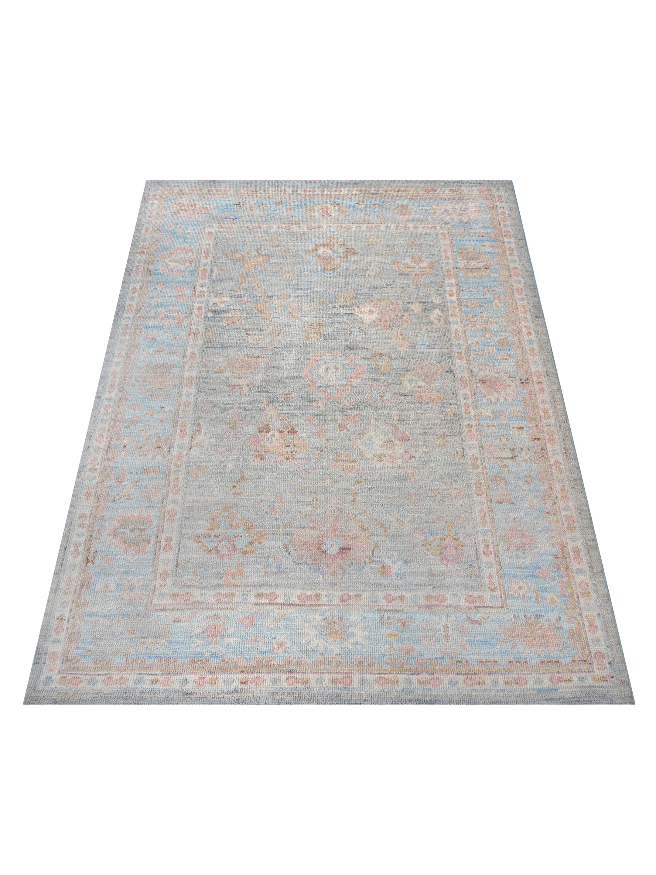Ushak Wool Weft Hand Knotted Grey 4x6 - Image 2 of 6