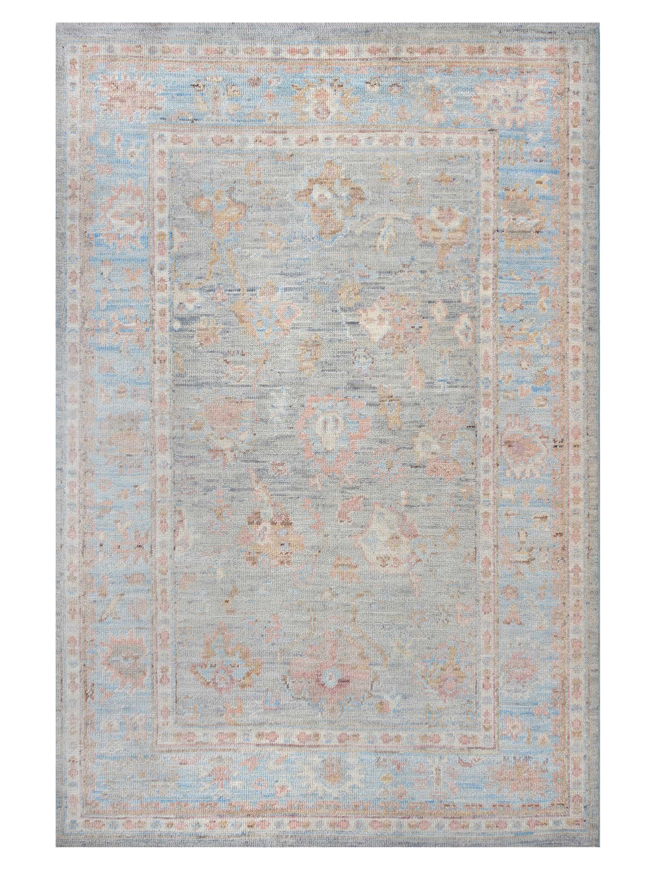 Ushak Wool Weft Hand Knotted Grey 4x6 - Image 6 of 6