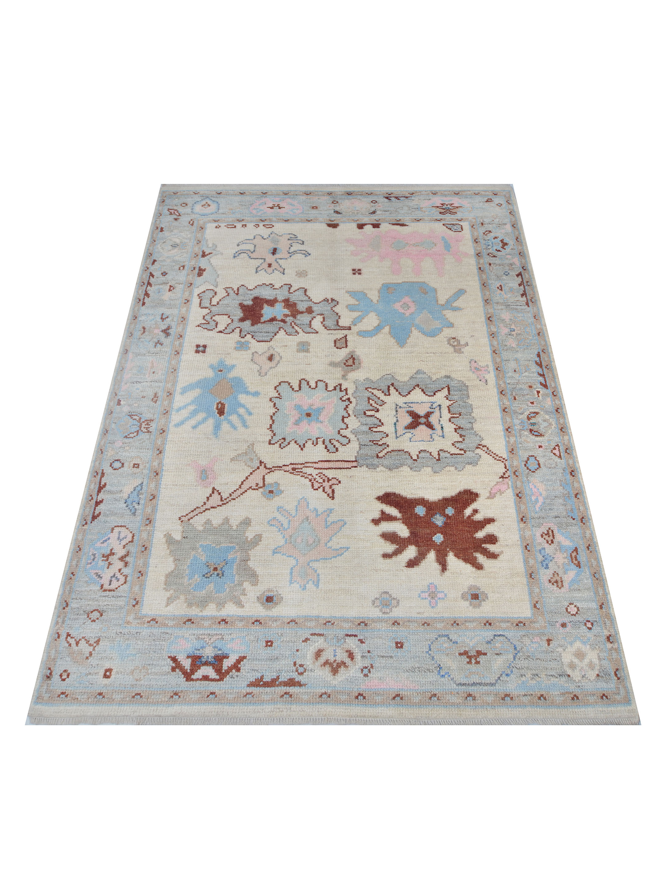 Ushak Wool Weft Hand Knotted Ivory 4x6 - Image 2 of 6