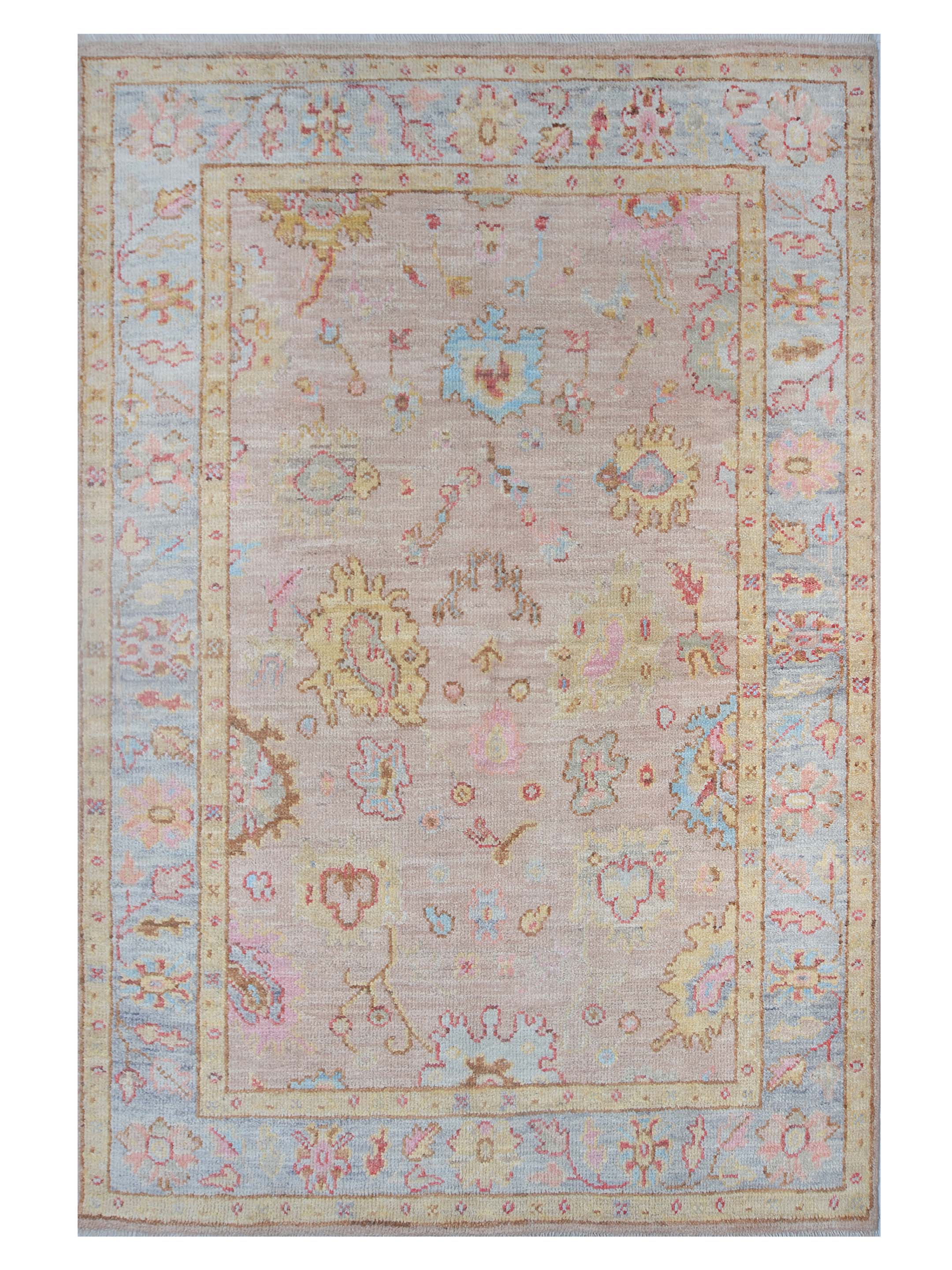 Ushak Wool Weft Hand Knotted Beige 4x6