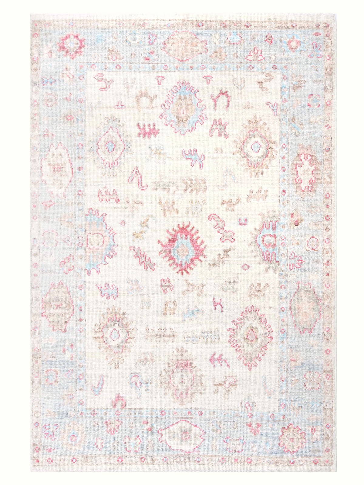 Ushak Wool Weft Hand Knotted Ivory 4x6