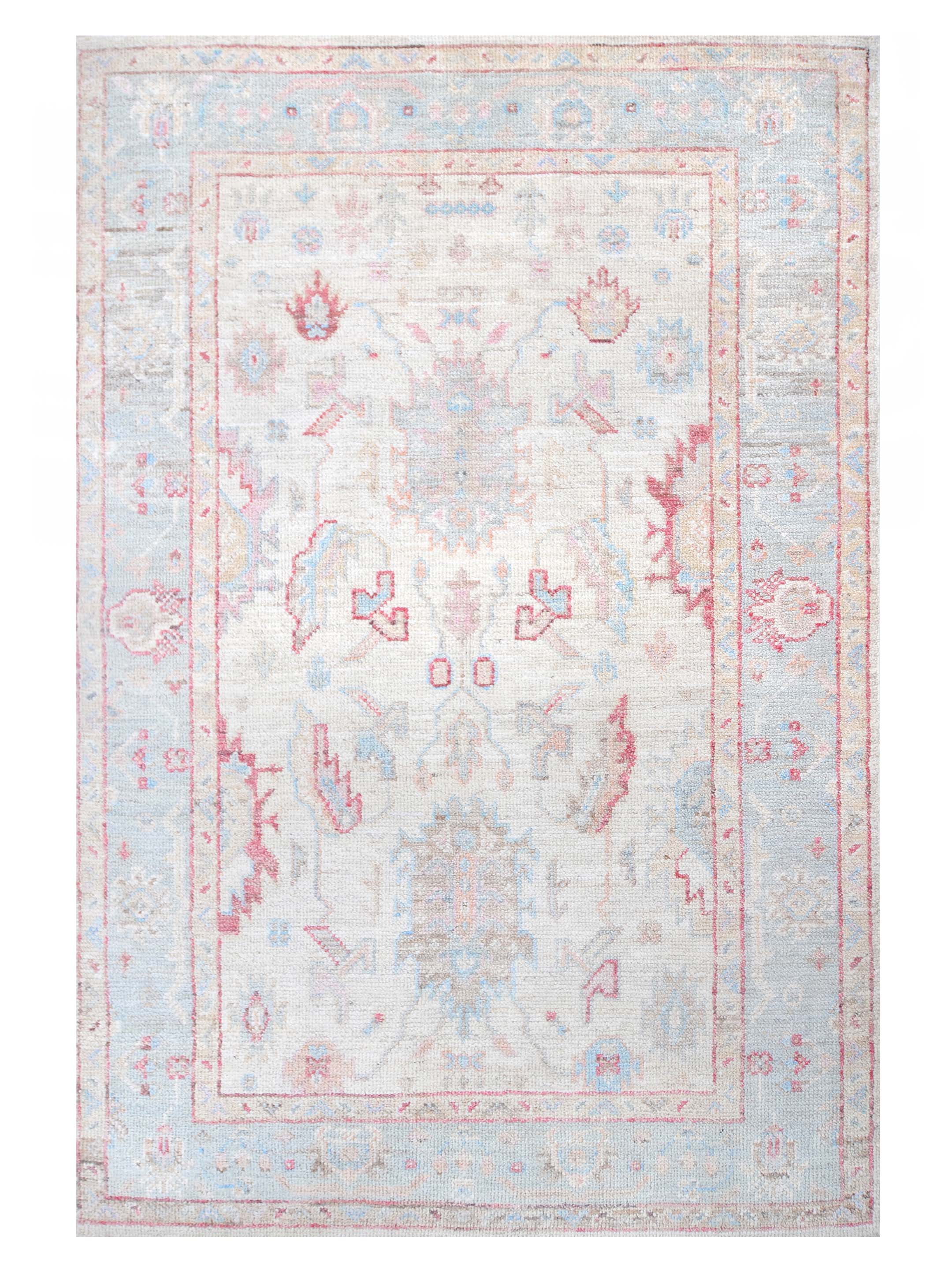 Ushak Wool Weft Hand Knotted Ivory 4x6 - Image 6 of 6