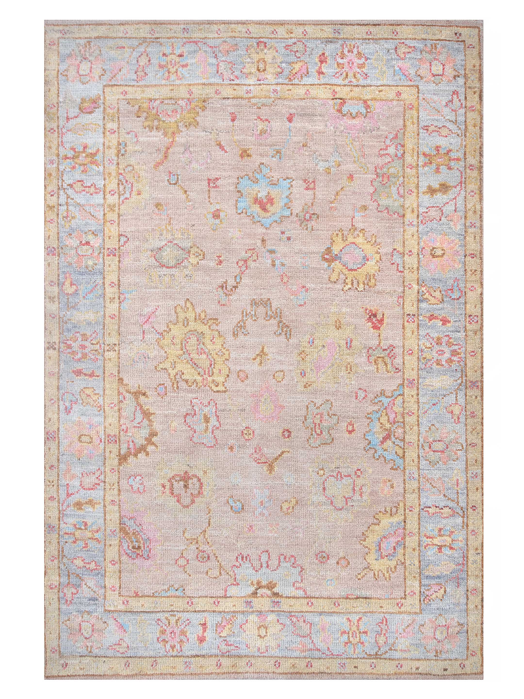 Ushak Wool Weft Hand Knotted Beige 4x6
