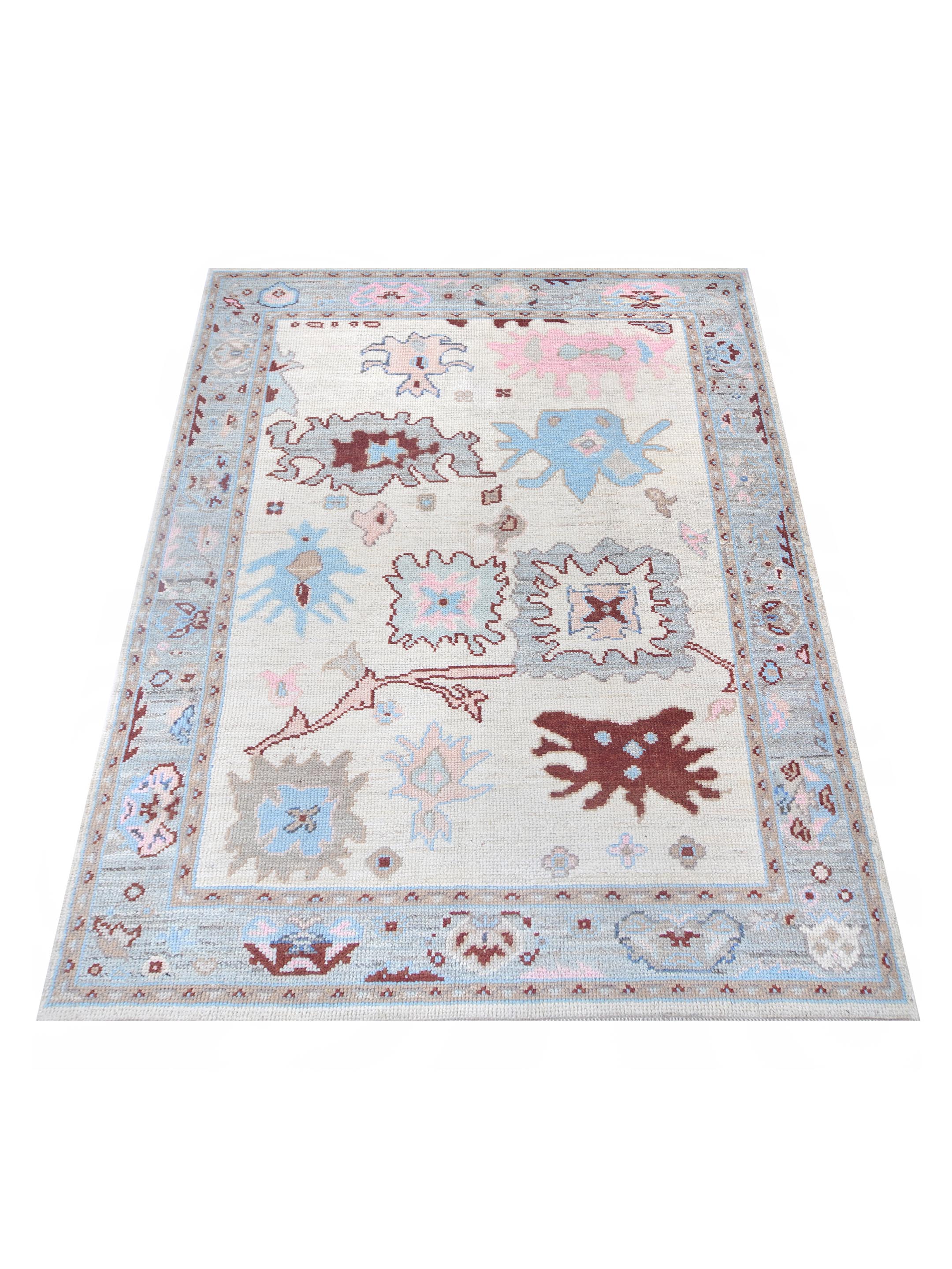Ushak Wool Weft Hand Knotted Ivory 4x6 - Image 2 of 6