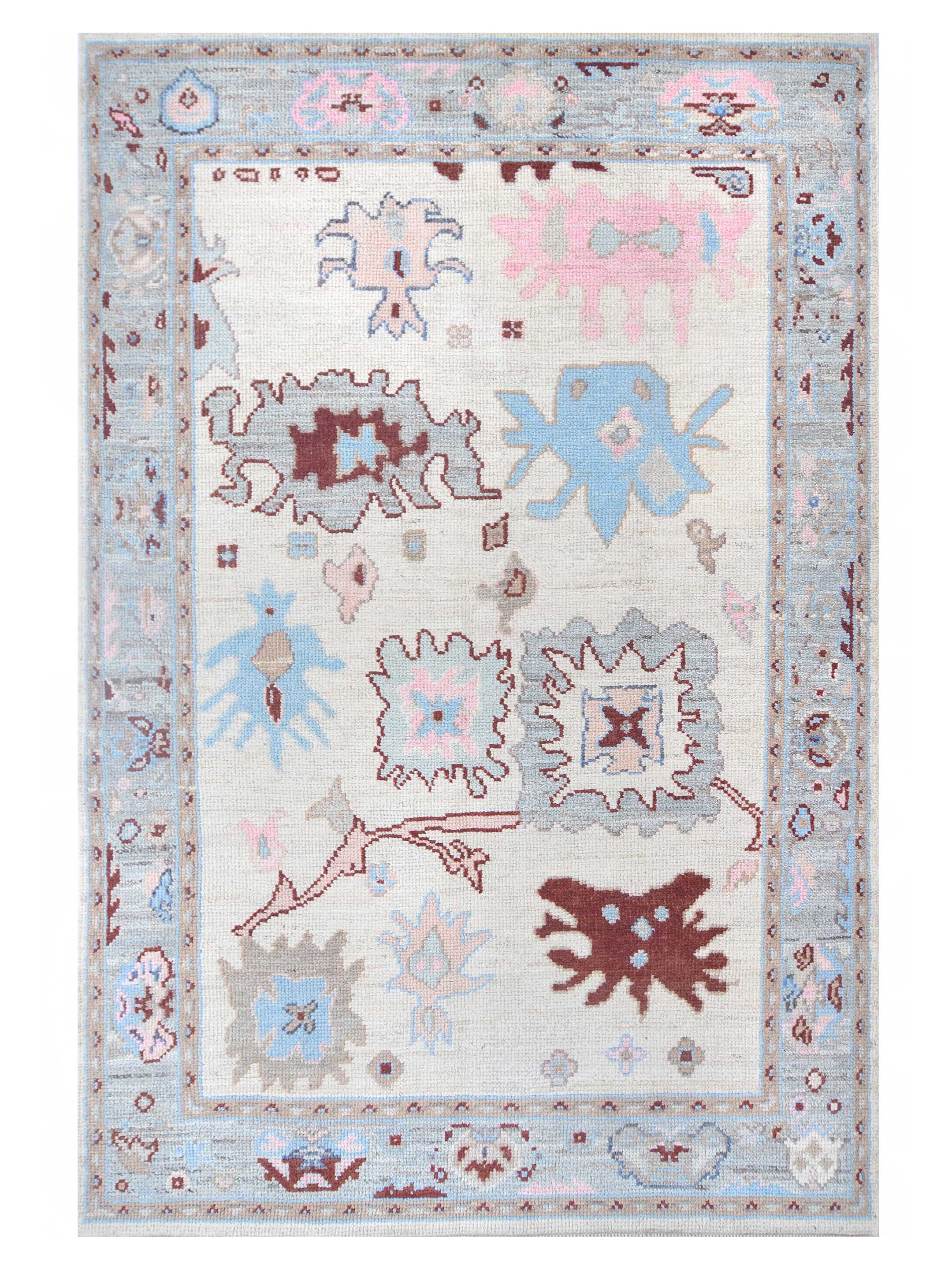 Ushak Wool Weft Hand Knotted Ivory 4x6