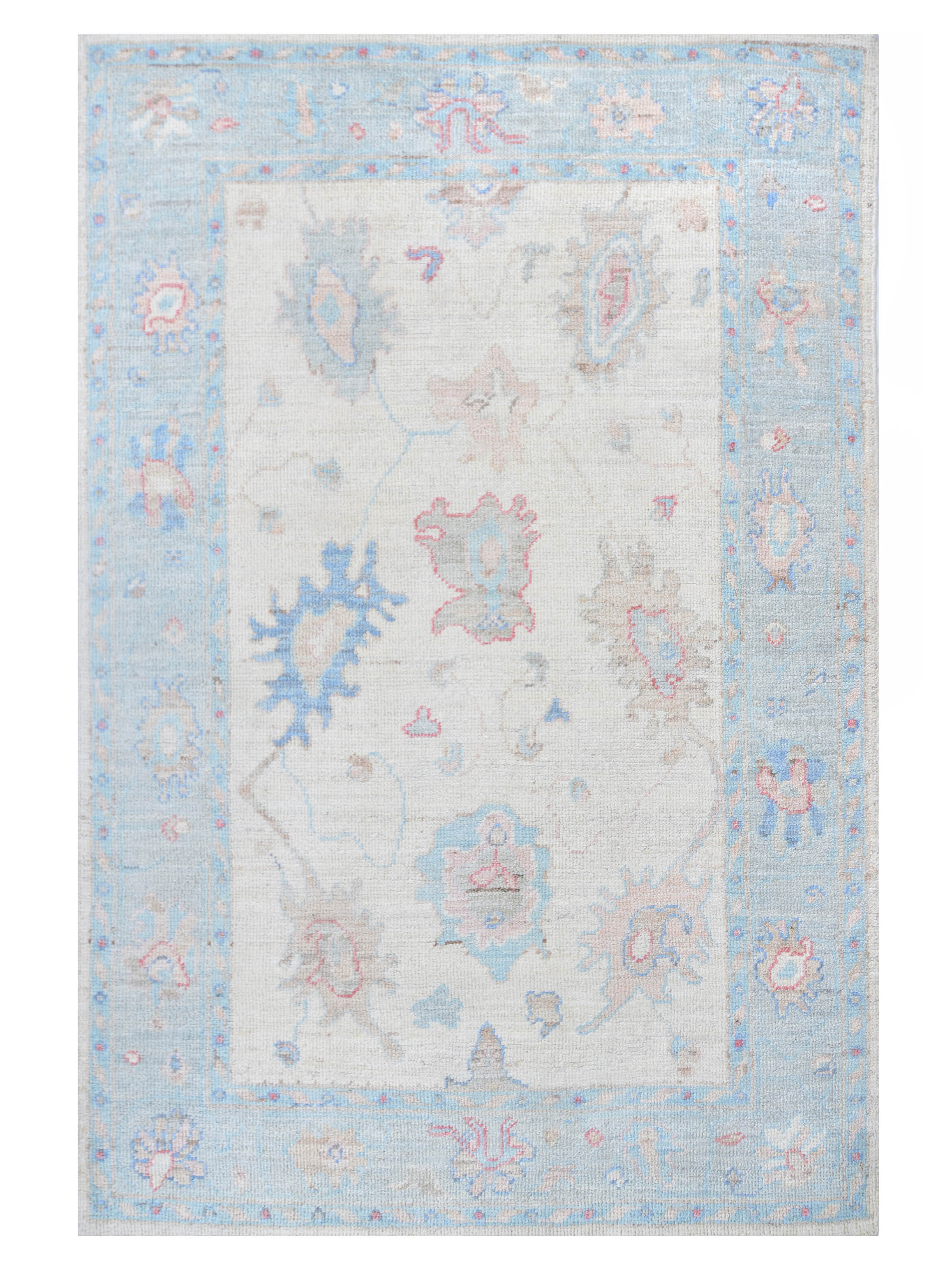 Ushak Wool Weft Hand Knotted Ivory 4x6 - Image 6 of 6