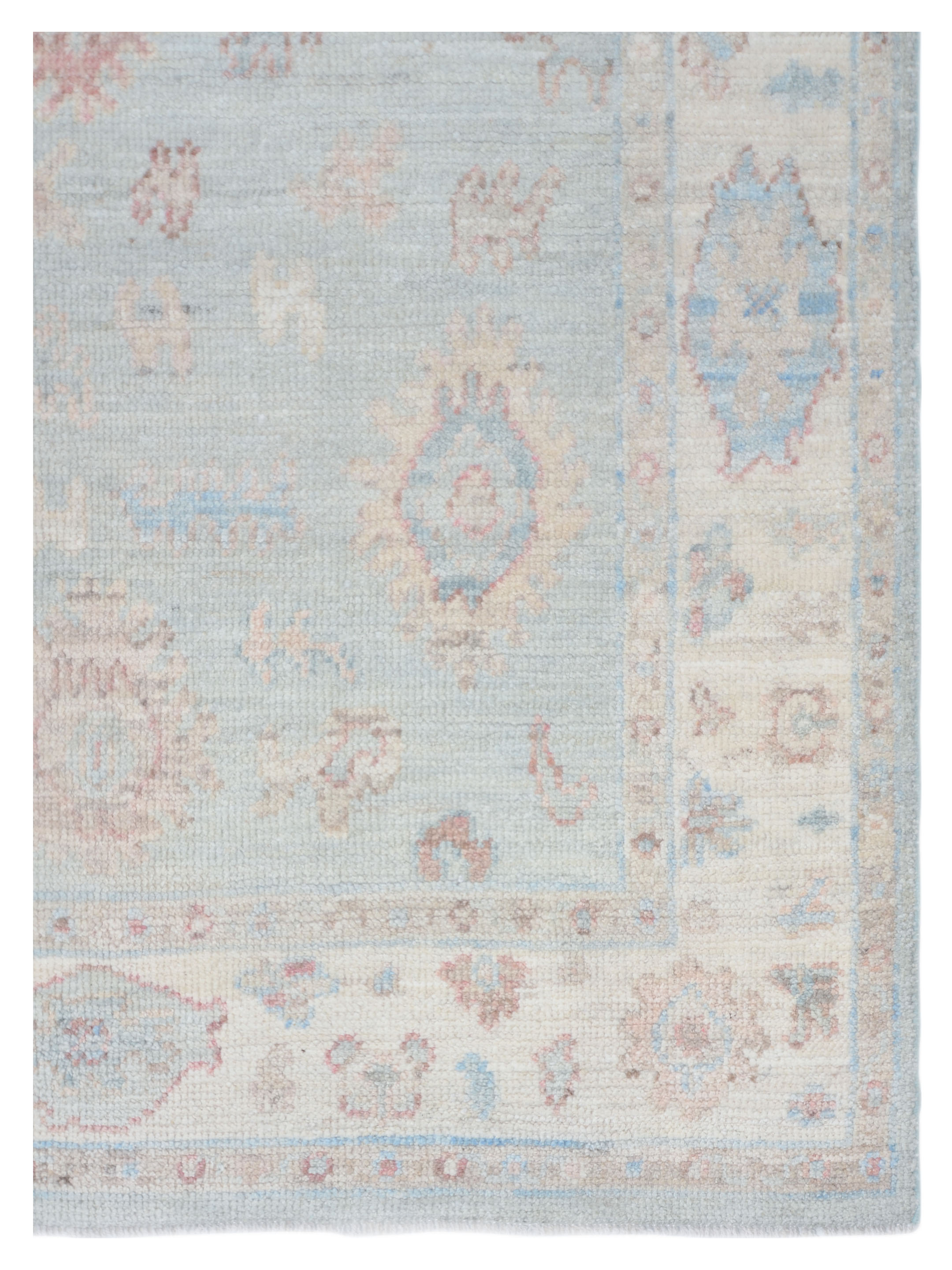 Ushak Wool Weft Hand Knotted Turquoise 4x6 - Image 3 of 6