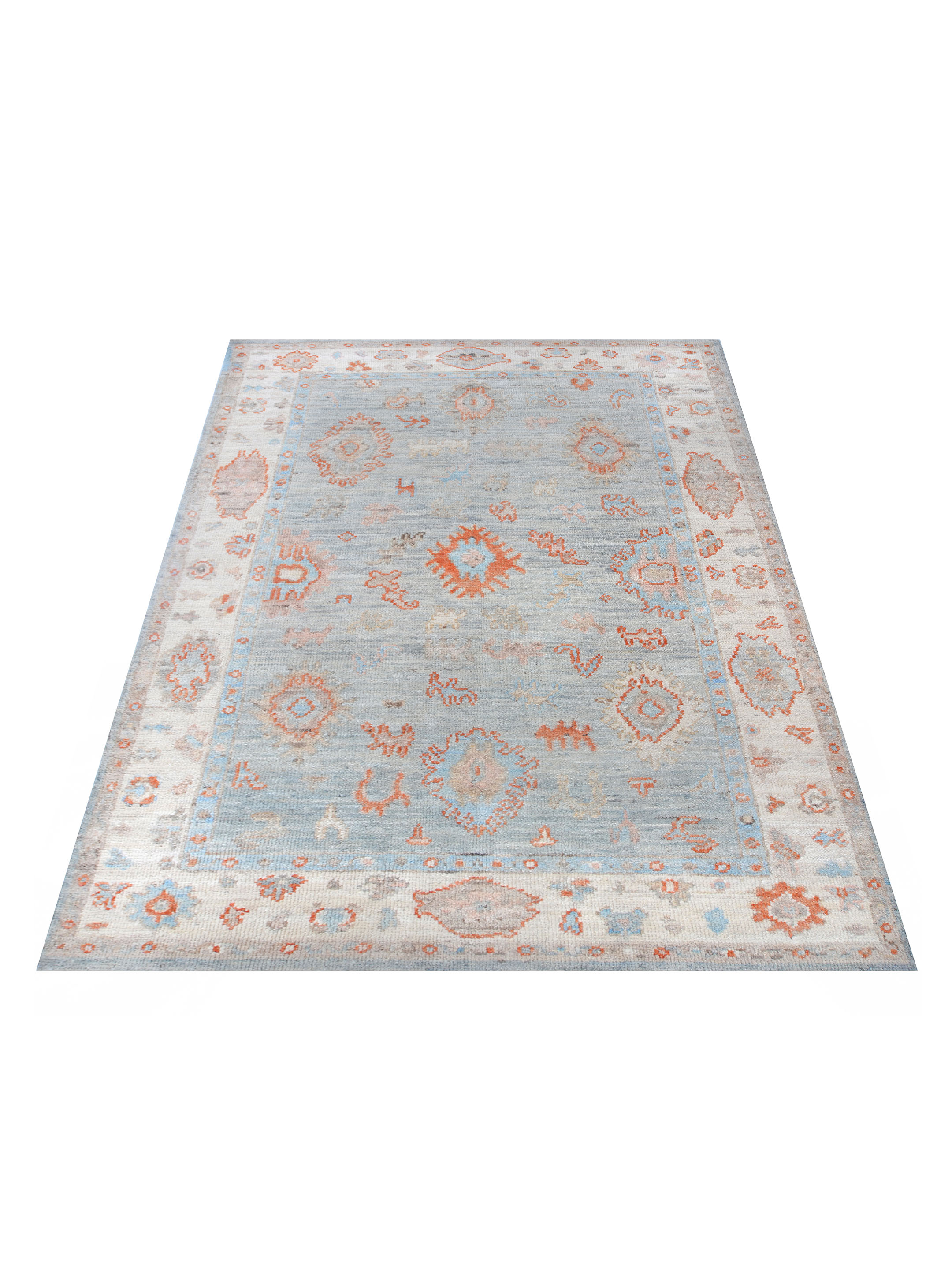 Ushak Wool Weft Hand Knotted Lt.Blue 4x6 - Image 2 of 6