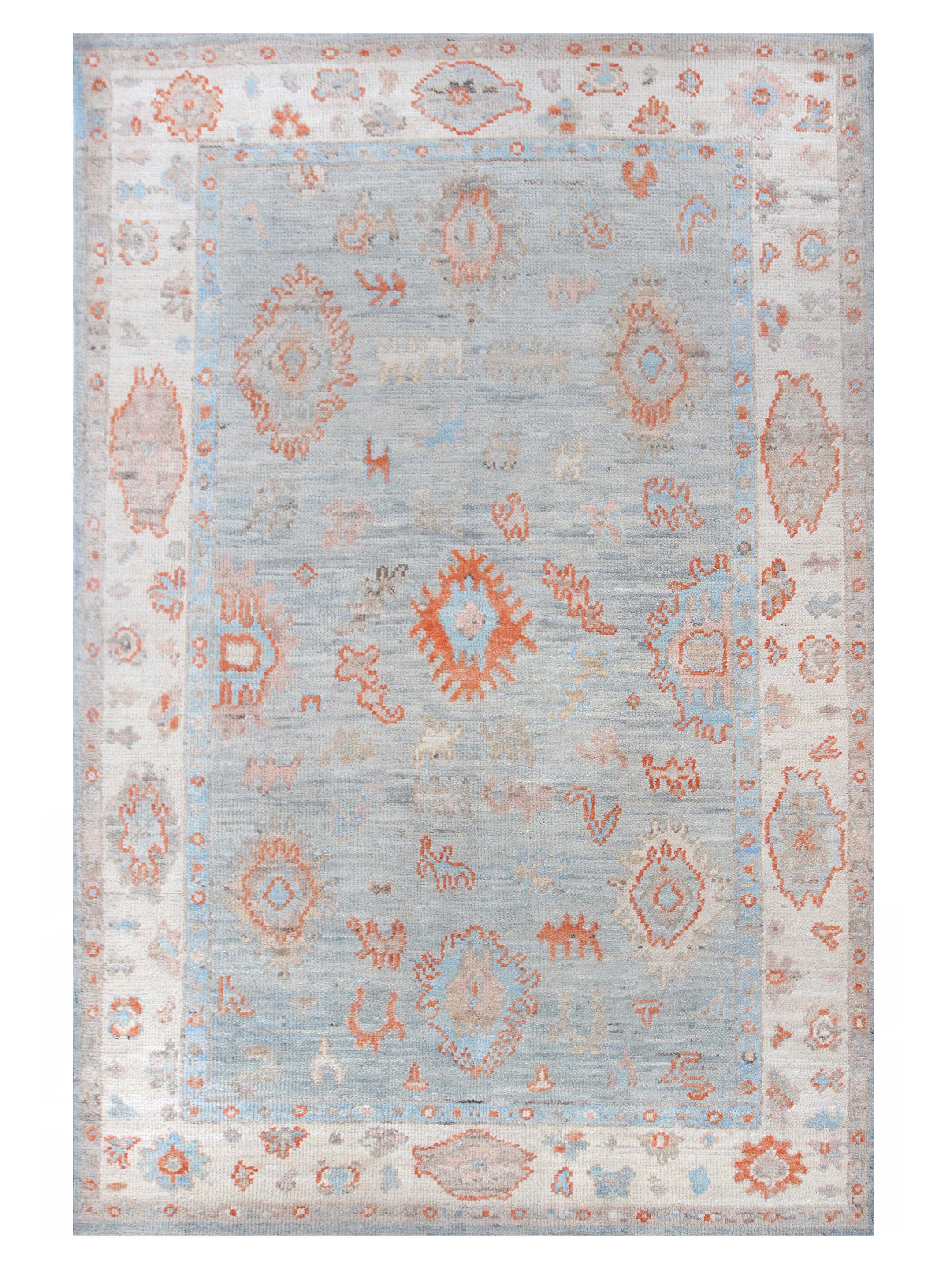 Ushak Wool Weft Hand Knotted Lt.Blue 4x6