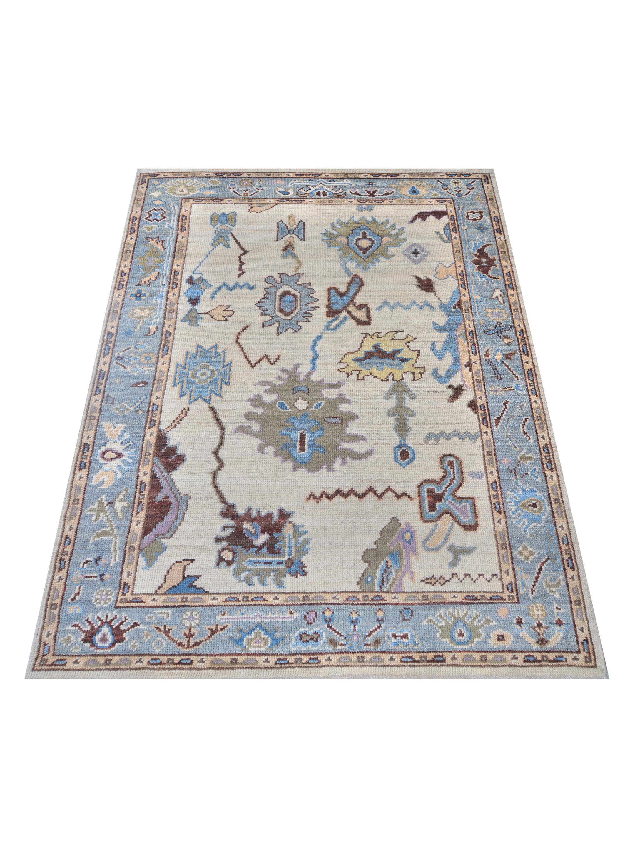 Ushak Wool Weft Hand Knotted Ivory 4x6 - Image 2 of 6