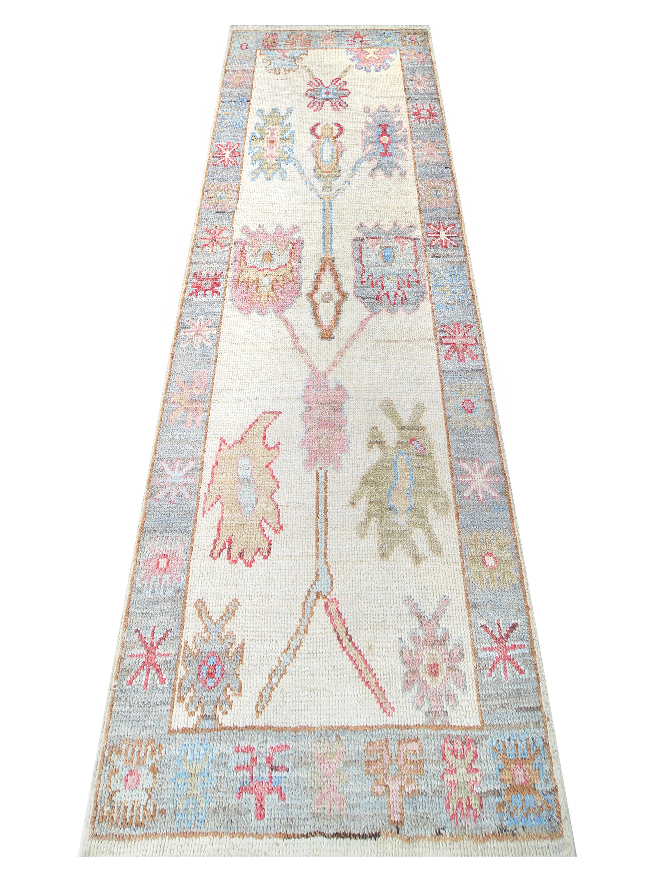 Ushak Wool Weft Hand Knotted Ivory 3x6 - Image 2 of 6