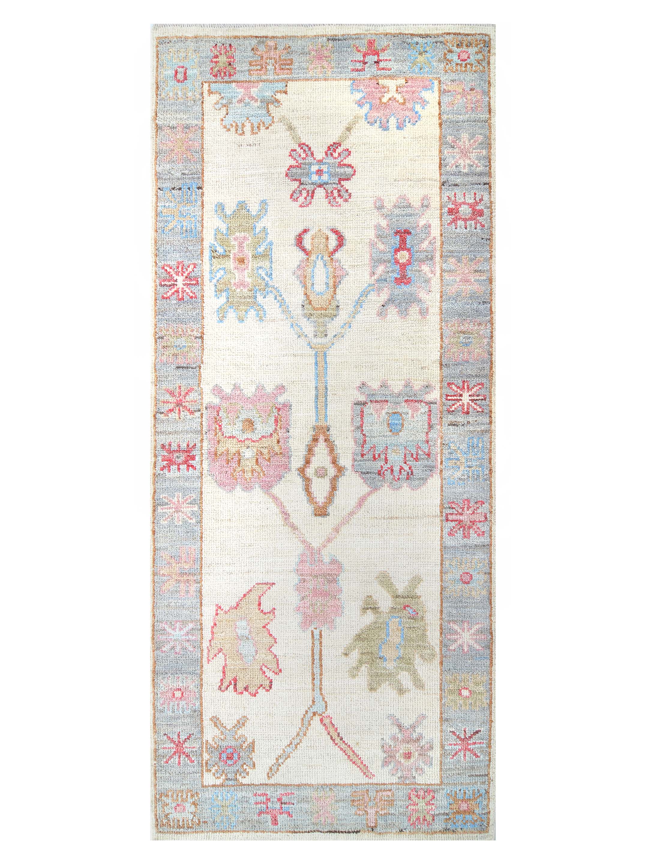 Ushak Wool Weft Hand Knotted Ivory 3x6 - Image 6 of 6