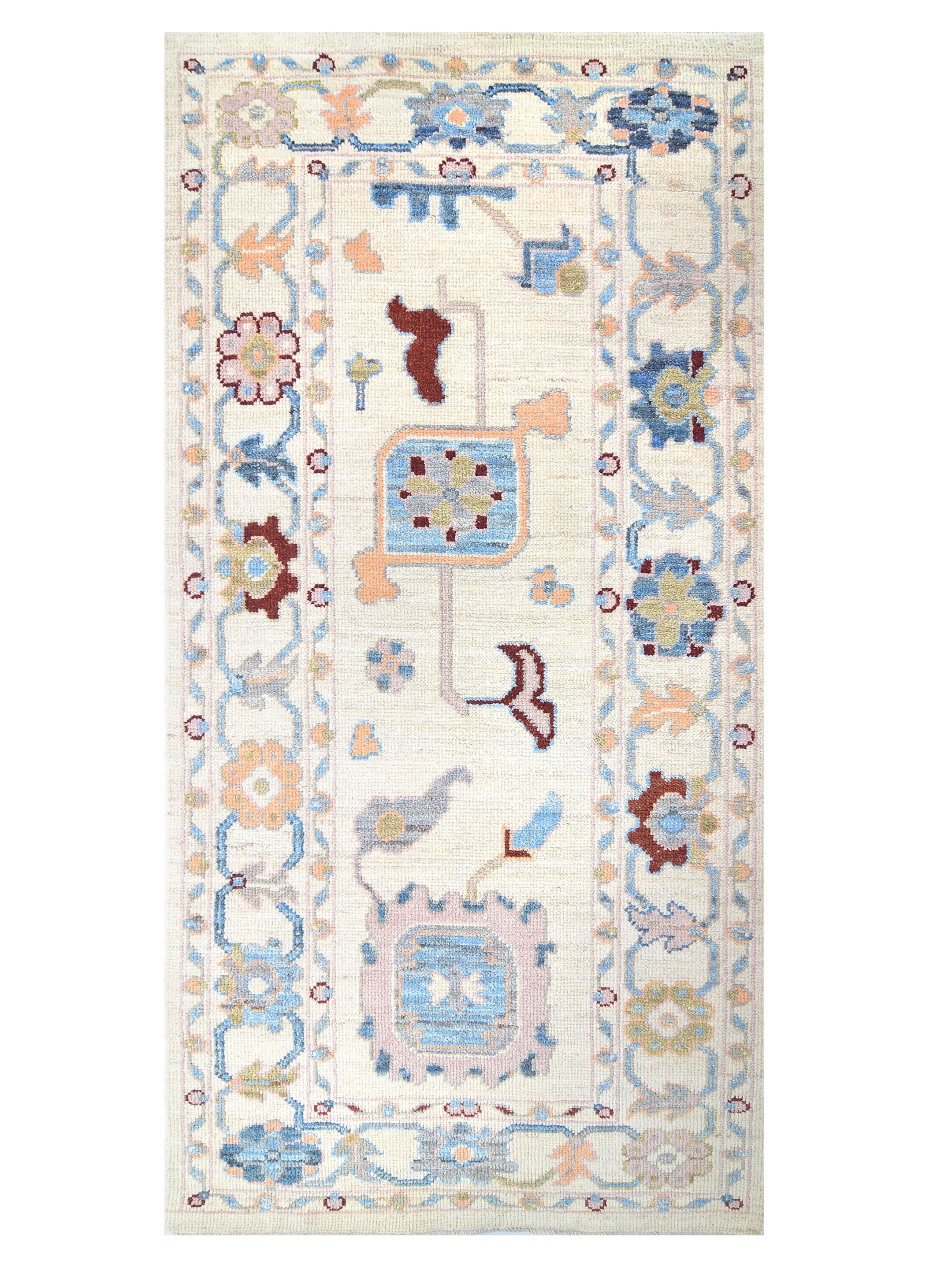 Ushak Wool Weft Hand Knotted Ivory 3x6
