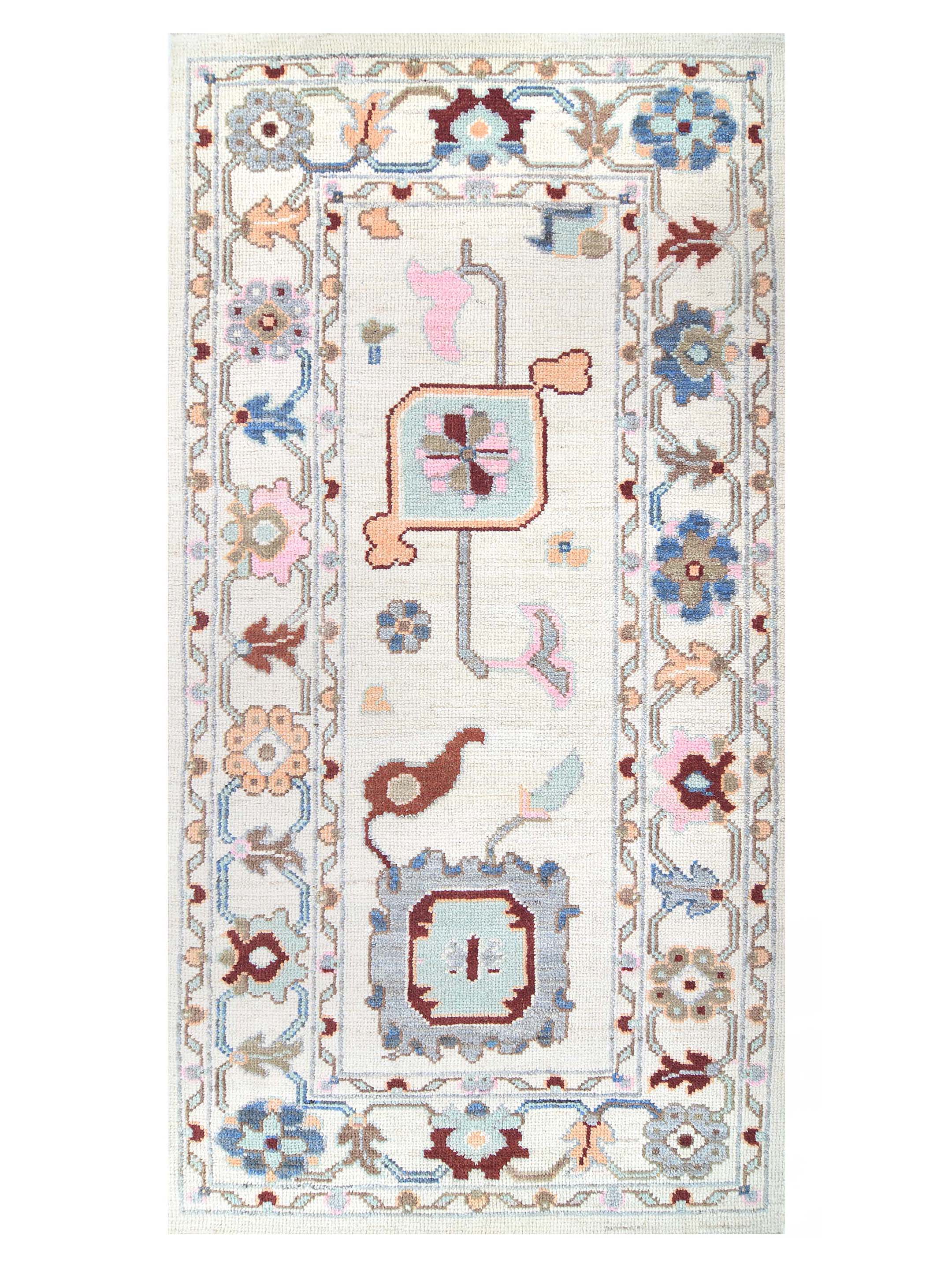 Ushak Wool Weft Hand Knotted Ivory 3x6