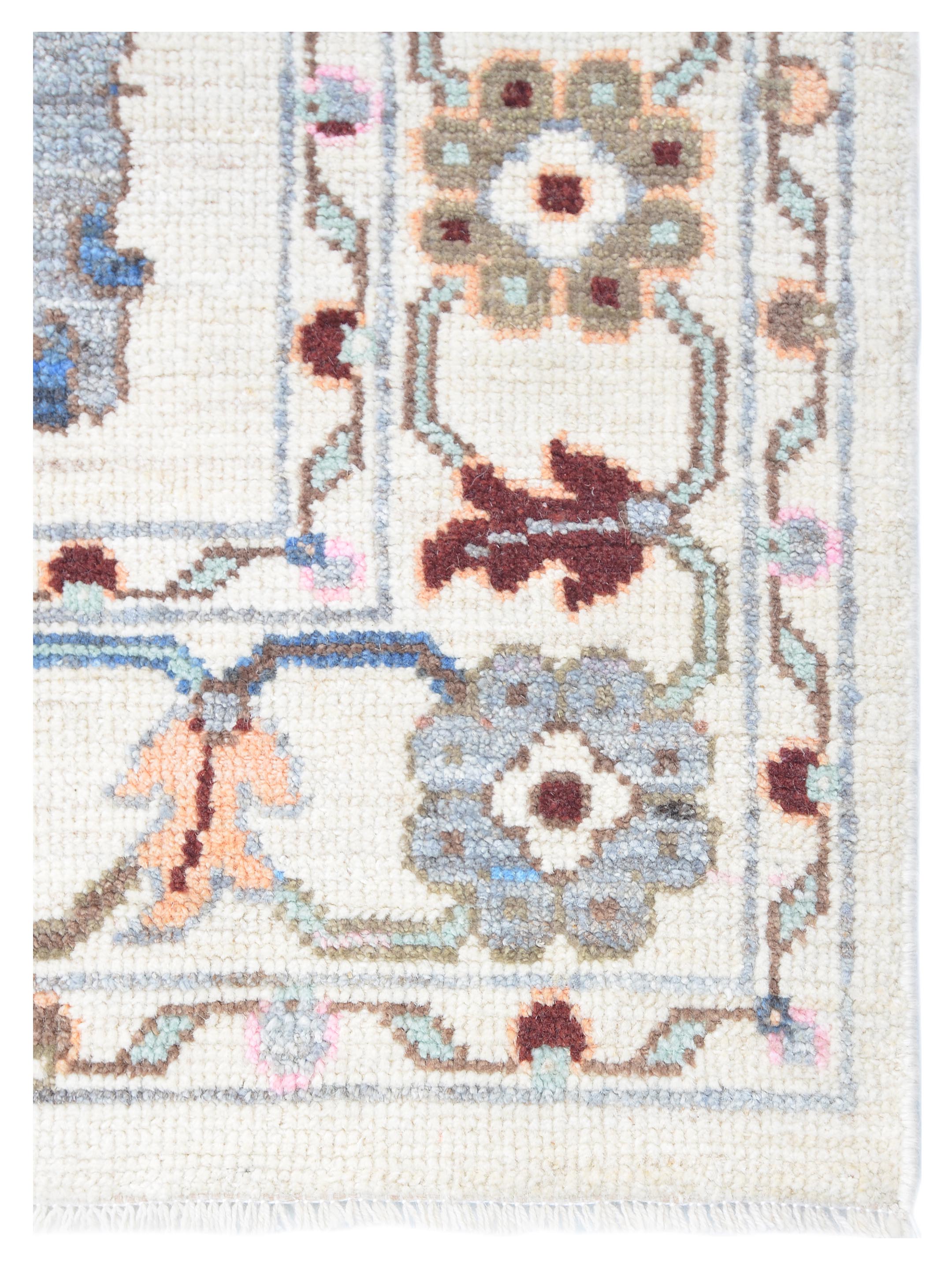 Ushak Wool Weft Hand Knotted Ivory 3x6 - Image 3 of 6
