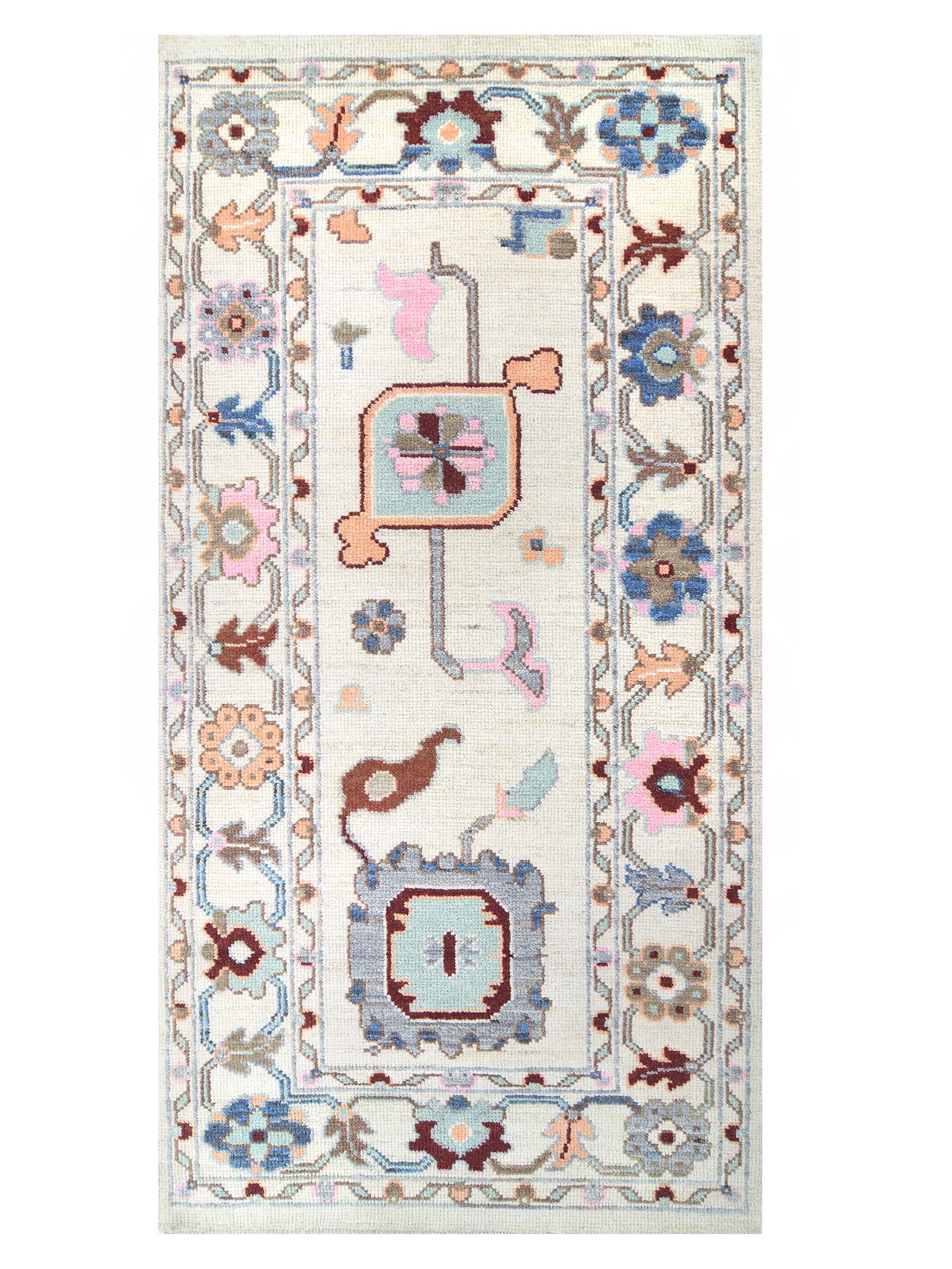Ushak Wool Weft Hand Knotted Ivory 3x6