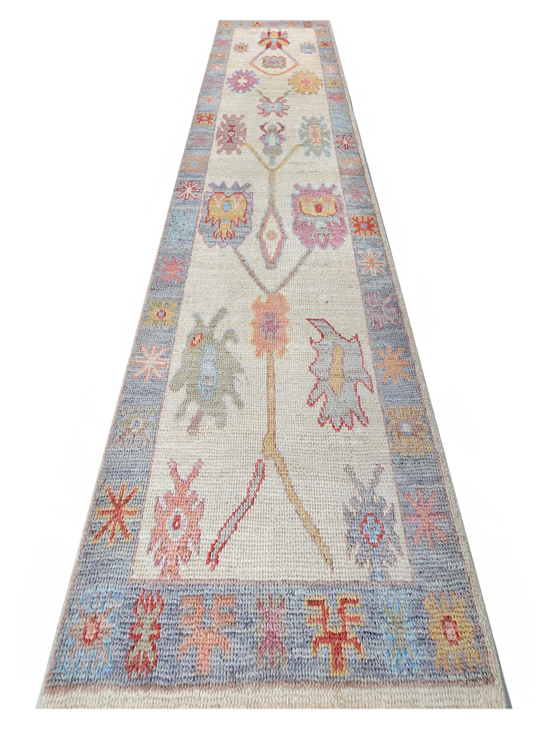 Ushak Wool Weft Hand Knotted Ivory 3x8 - Image 2 of 6