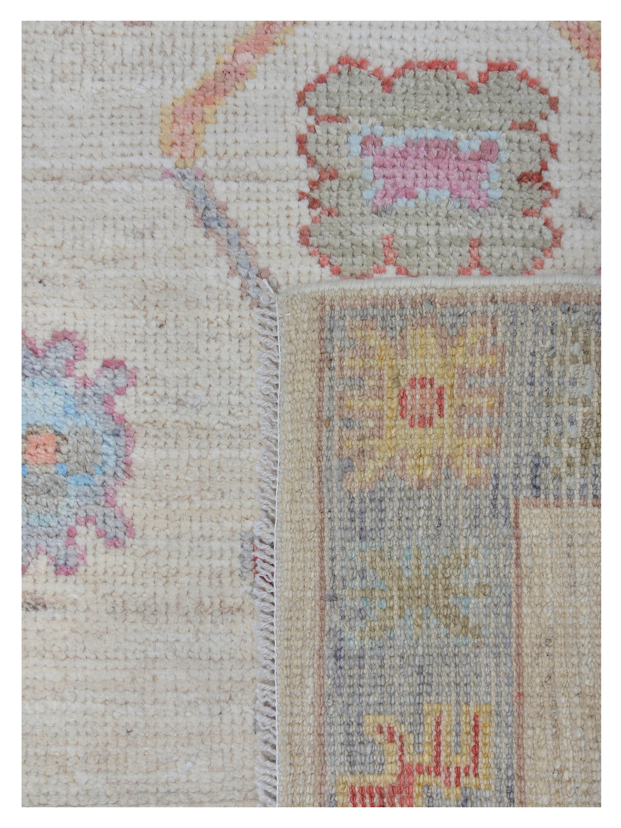 Ushak Wool Weft Hand Knotted Ivory 3x8 - Image 5 of 6