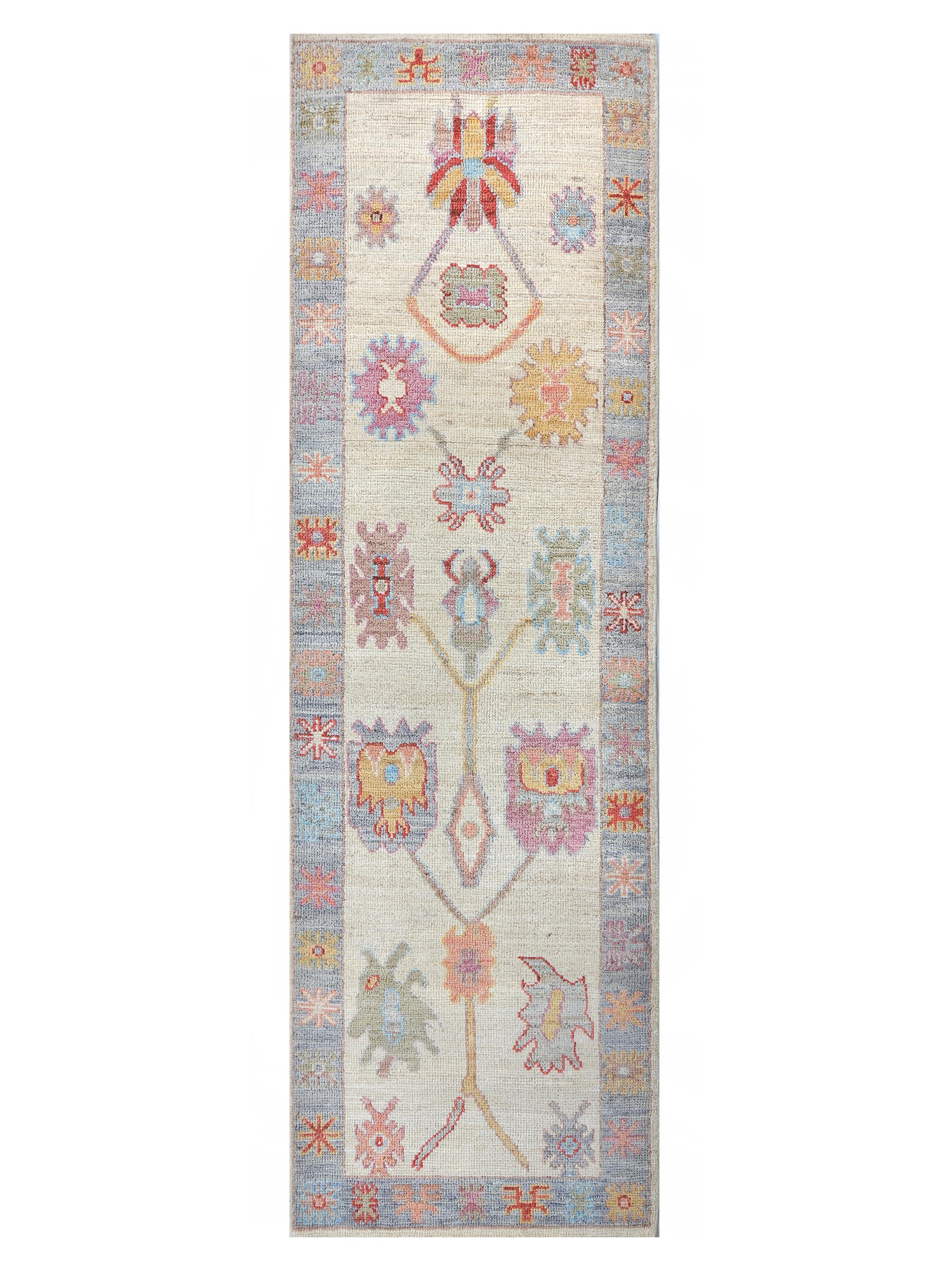 Ushak Wool Weft Hand Knotted Ivory 3x8