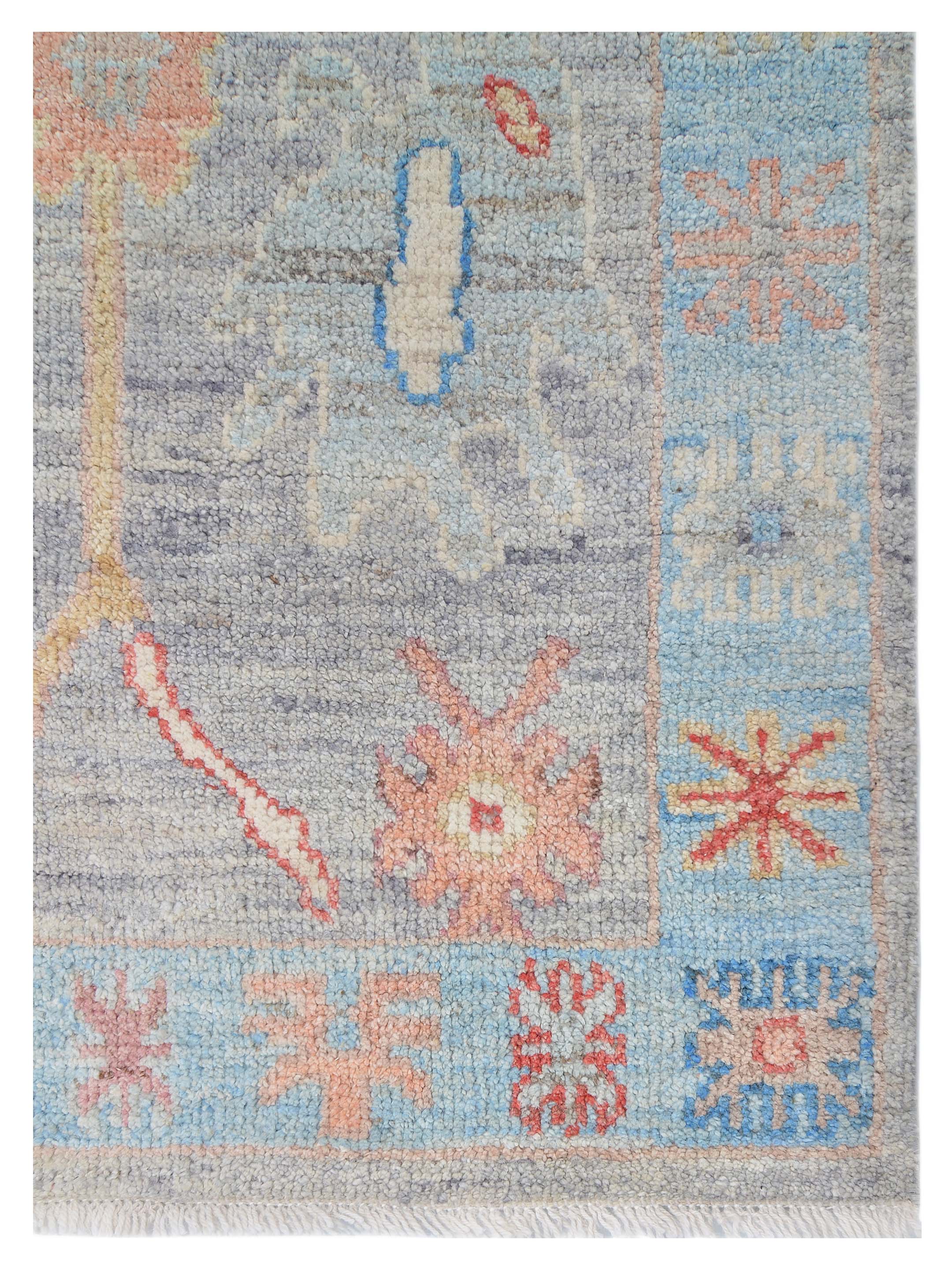 Ushak Wool Weft Hand Knotted Grey 3x14 - Image 3 of 6