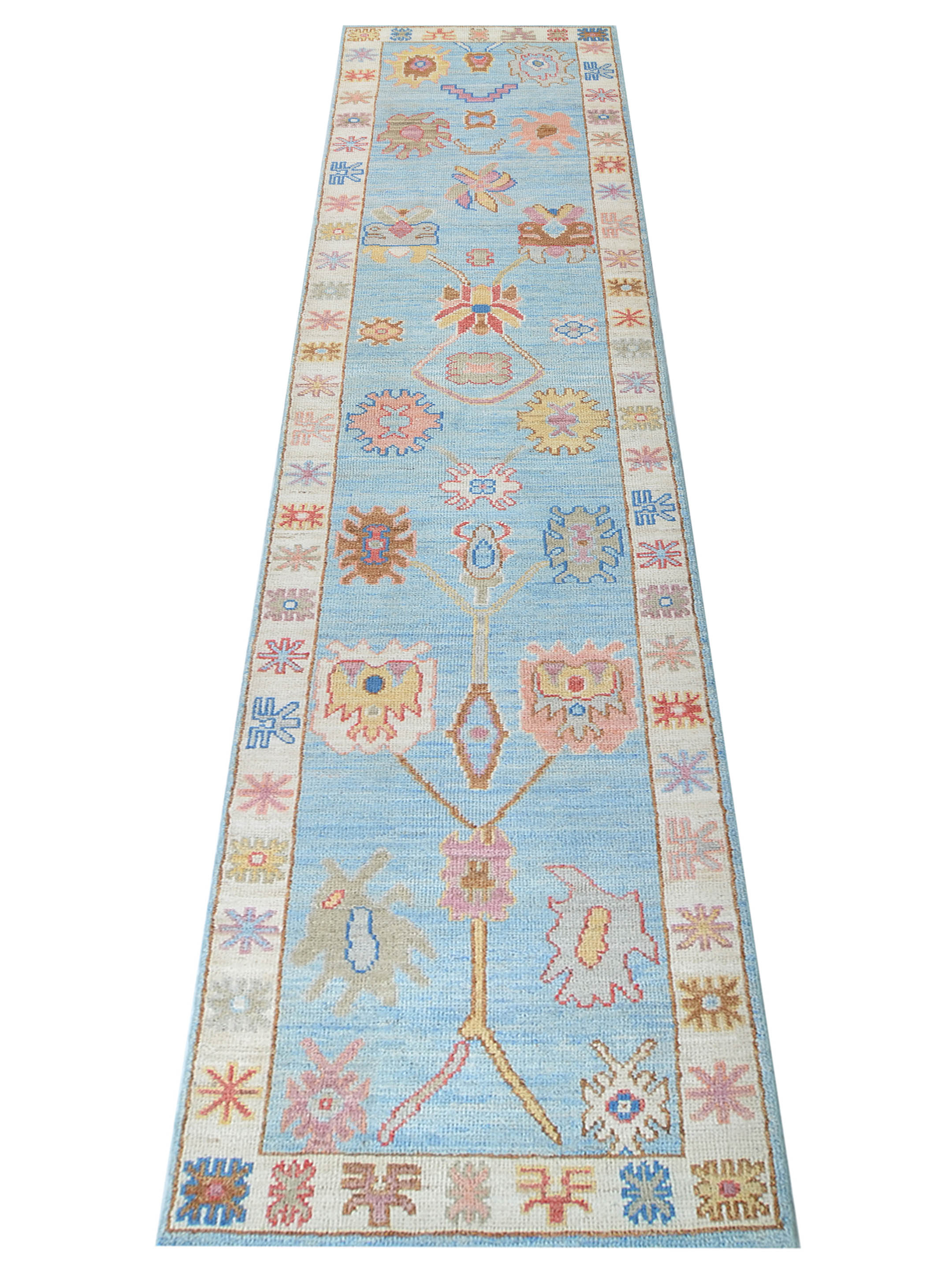 Ushak Wool Weft Hand Knotted White 2.6x12 - Image 2 of 7
