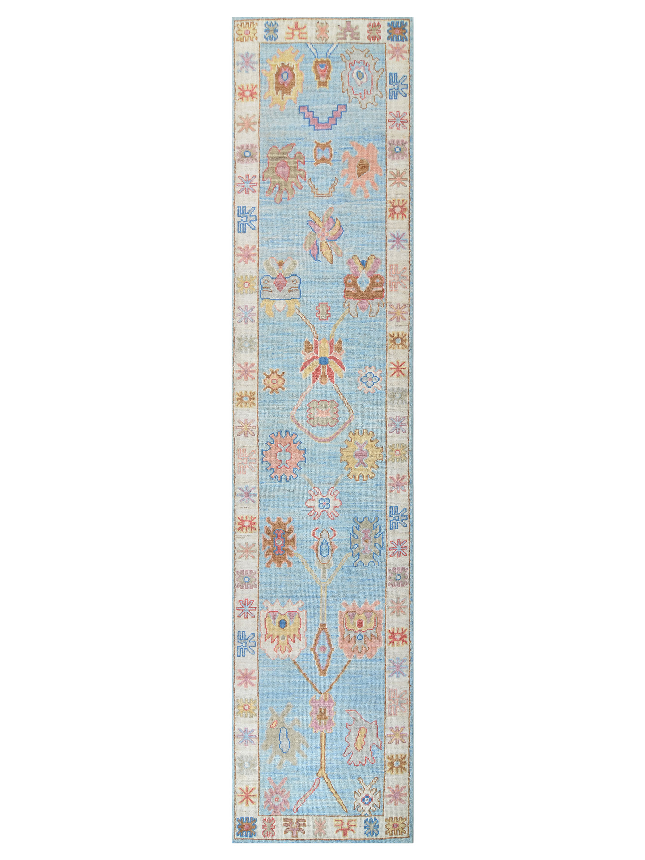 Ushak Wool Weft Hand Knotted White 2.6x12