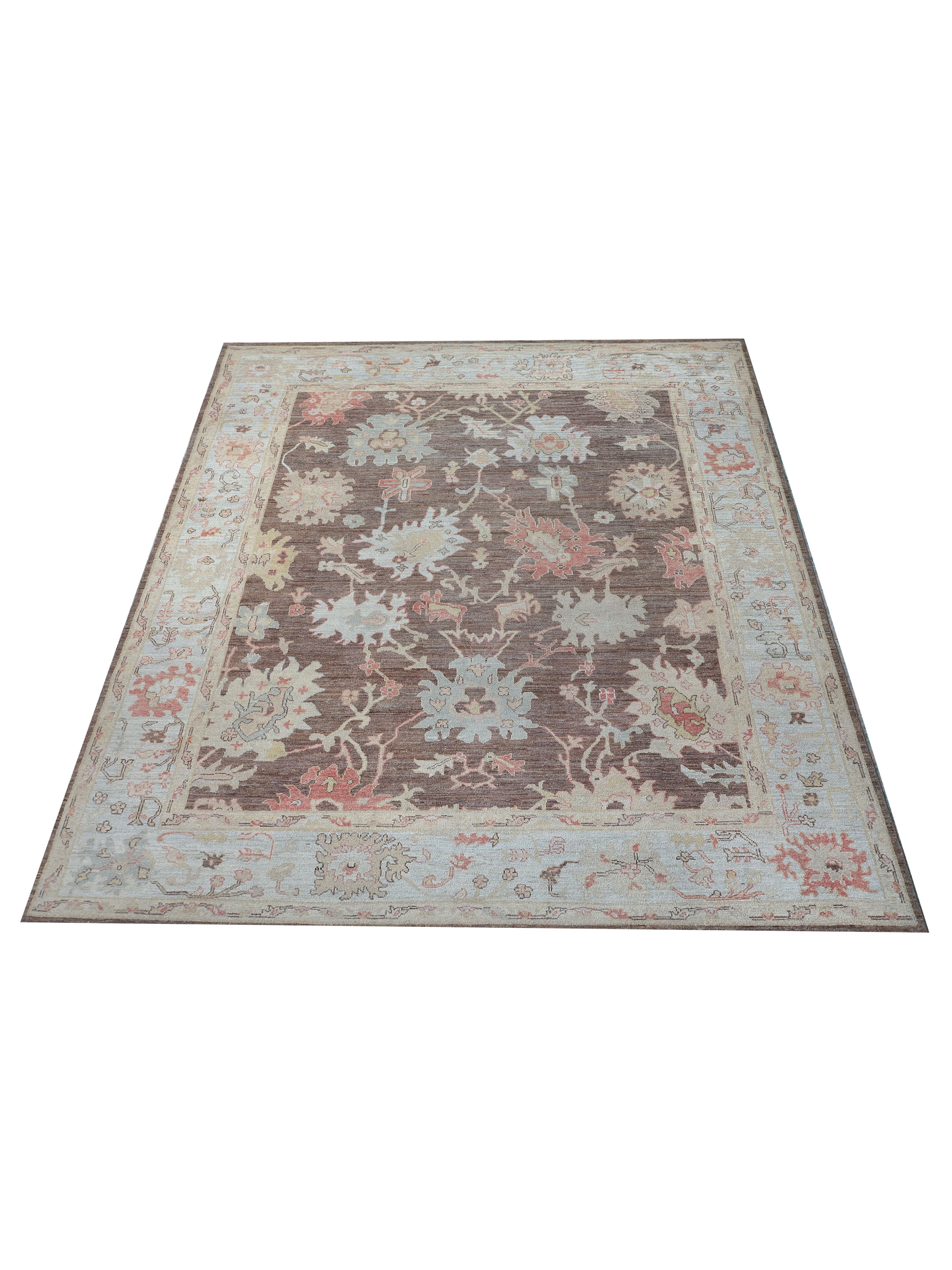Ushak Wool Weft Hand Knotted Chocolate 9x12 - Image 2 of 6