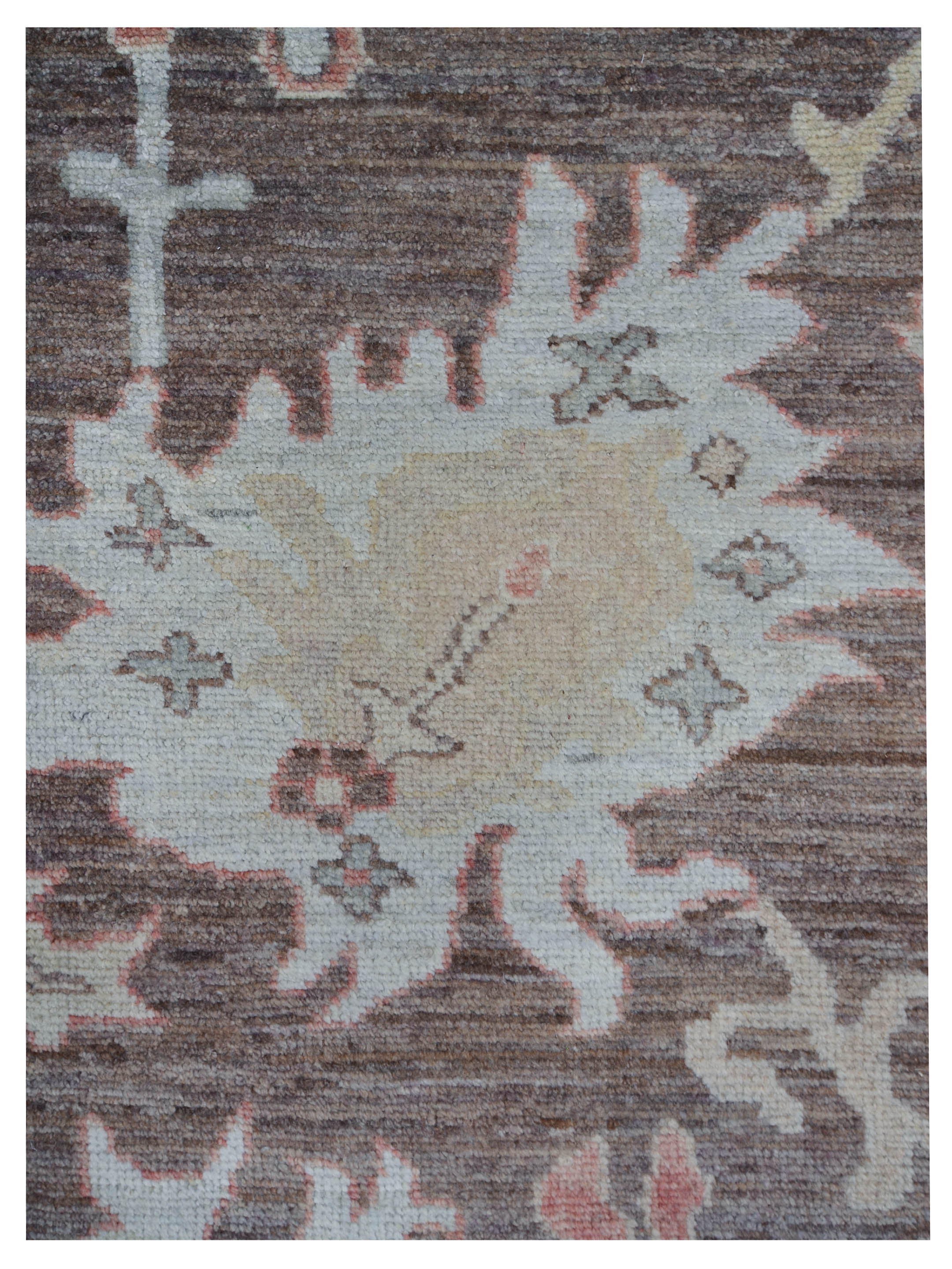 Ushak Wool Weft Hand Knotted Chocolate 9x12 - Image 4 of 6