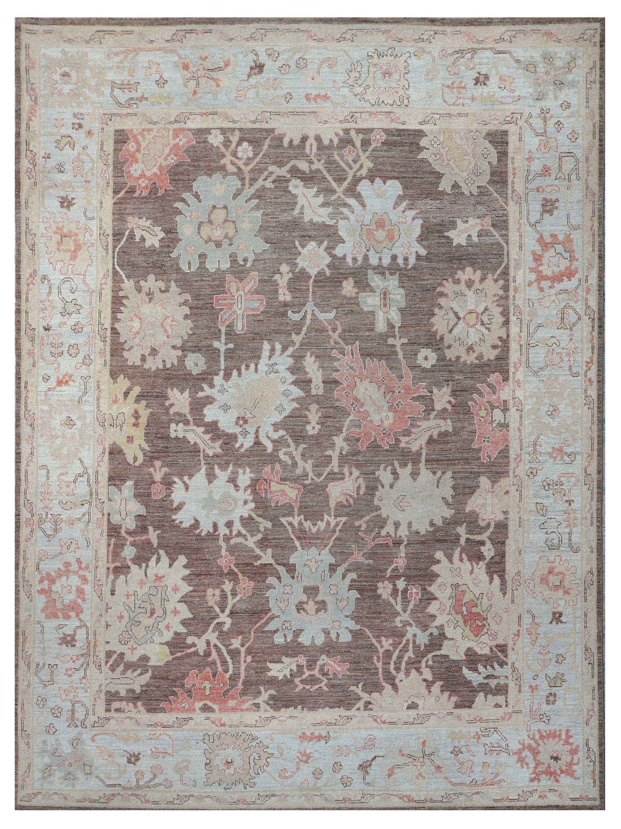 Ushak Wool Weft Hand Knotted Chocolate 9x12