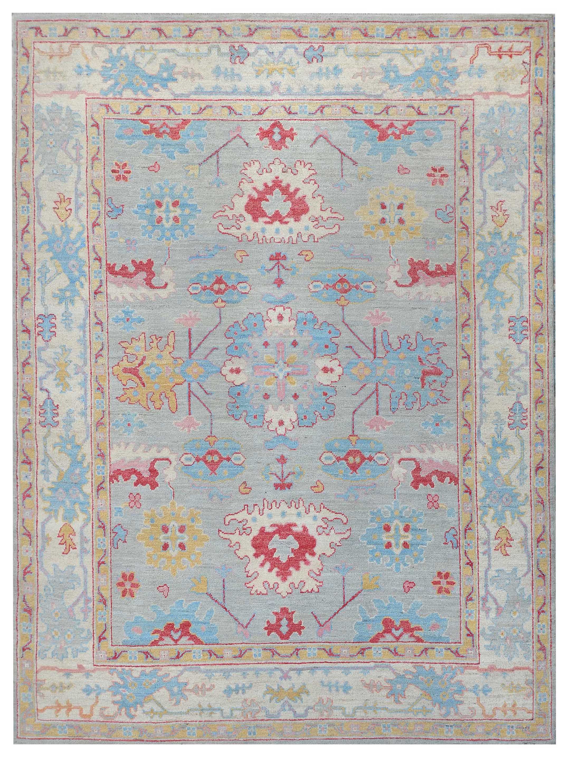 Ushak Wool Weft Hand Knotted Grey 8x10