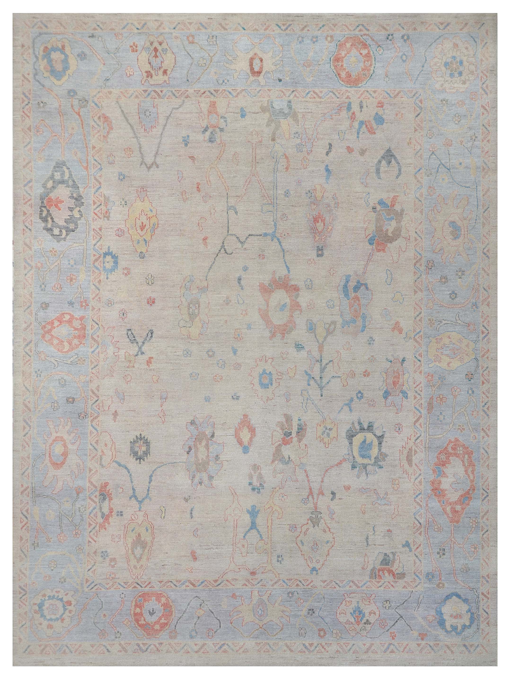 Ushak Wool Weft Hand Knotted Beige 9x12