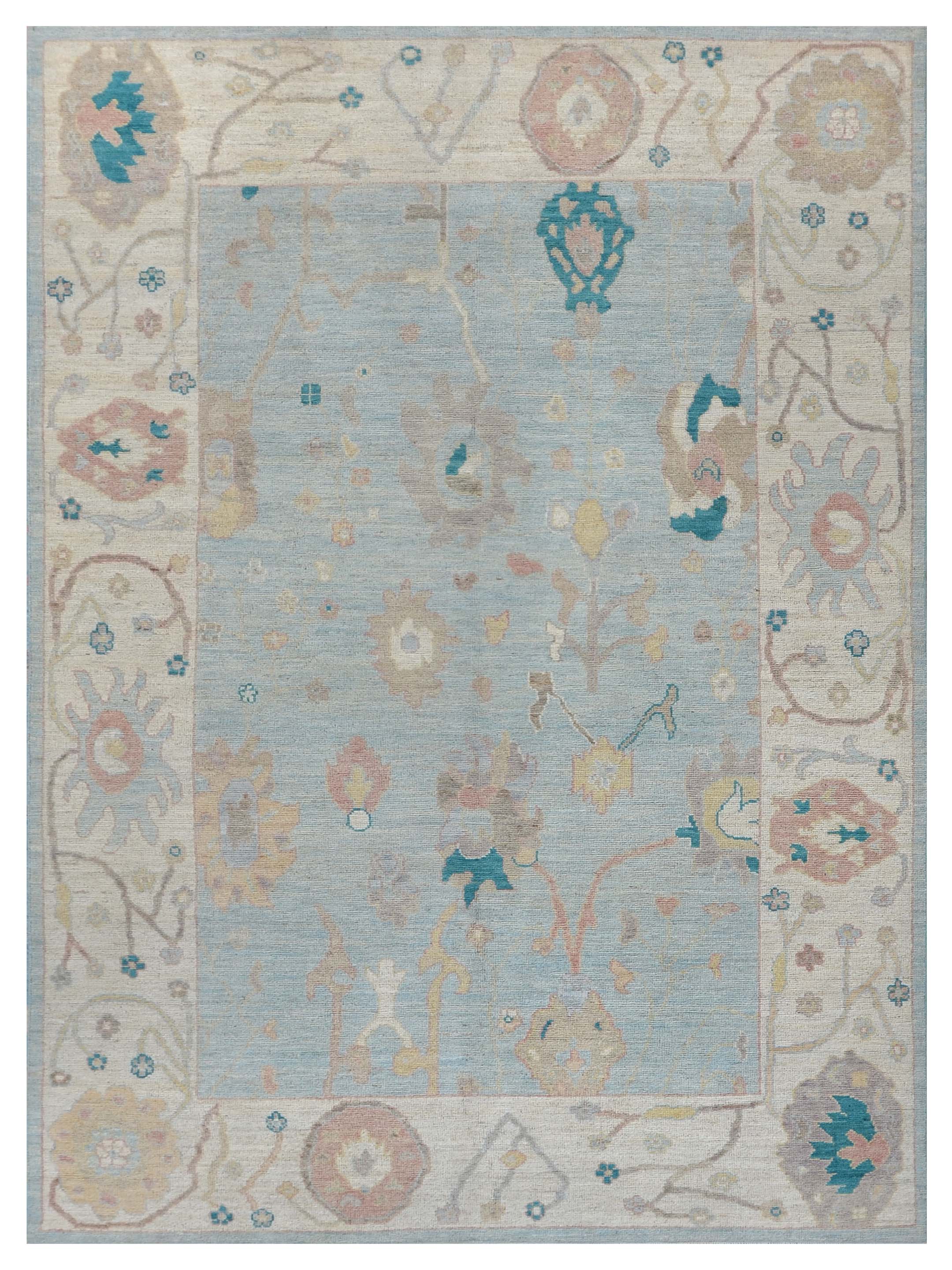 Ushak Wool Weft Hand Knotted Turquoise 6x9