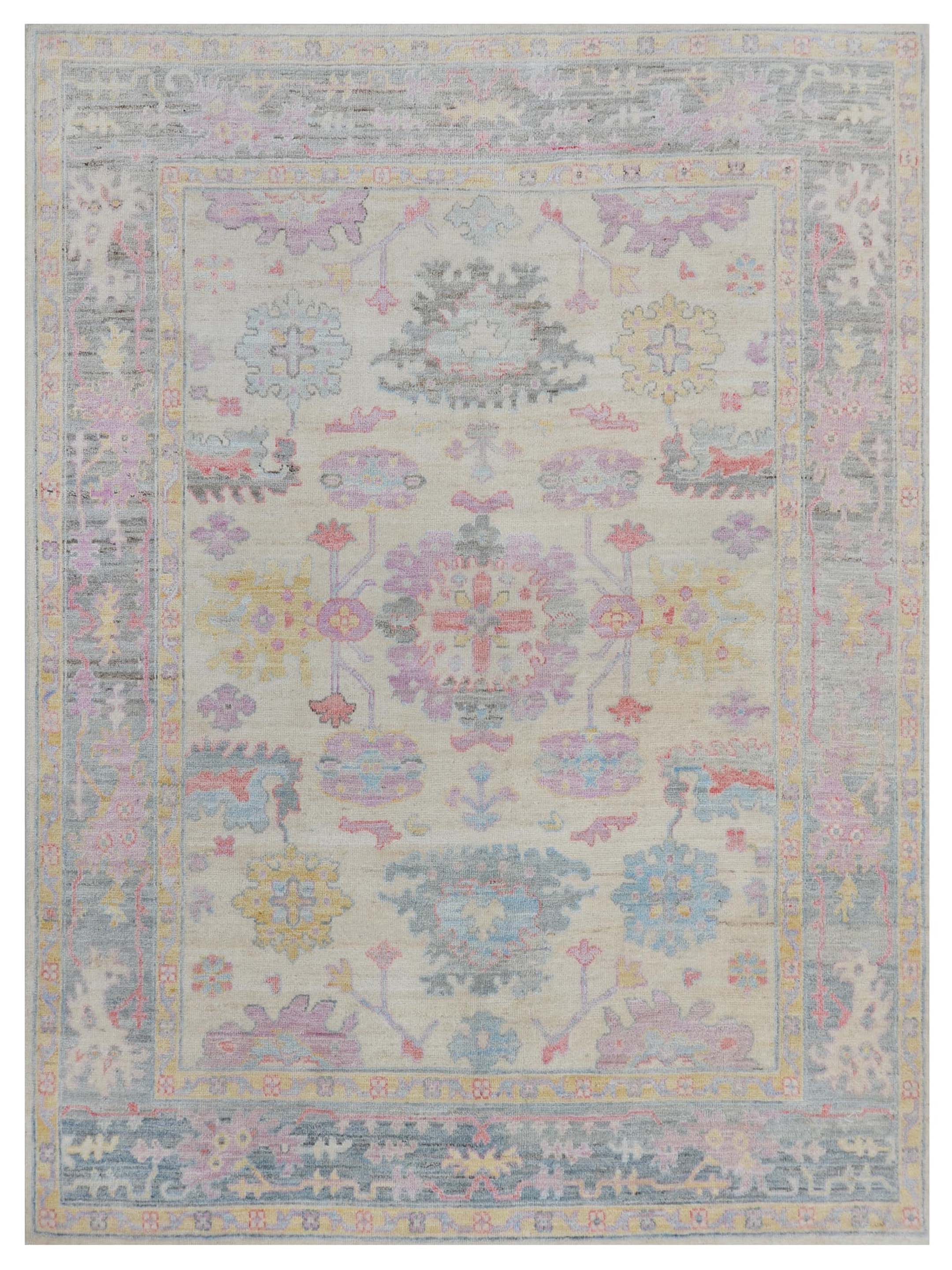 Ushak Wool Weft Hand Knotted Ivory 8x10