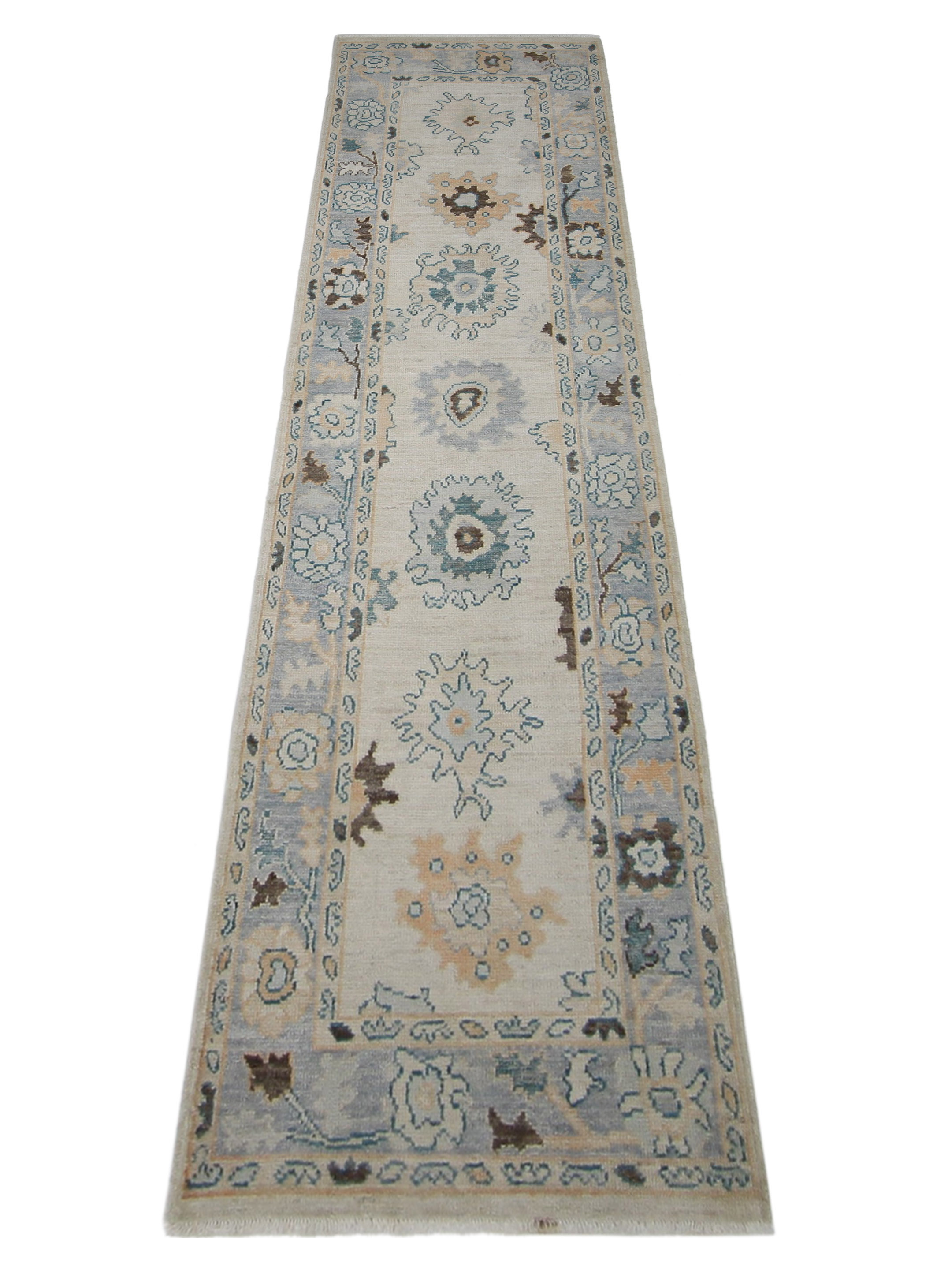 Ushak Wool Weft Hand Knotted Beige 3x10 - Image 2 of 4