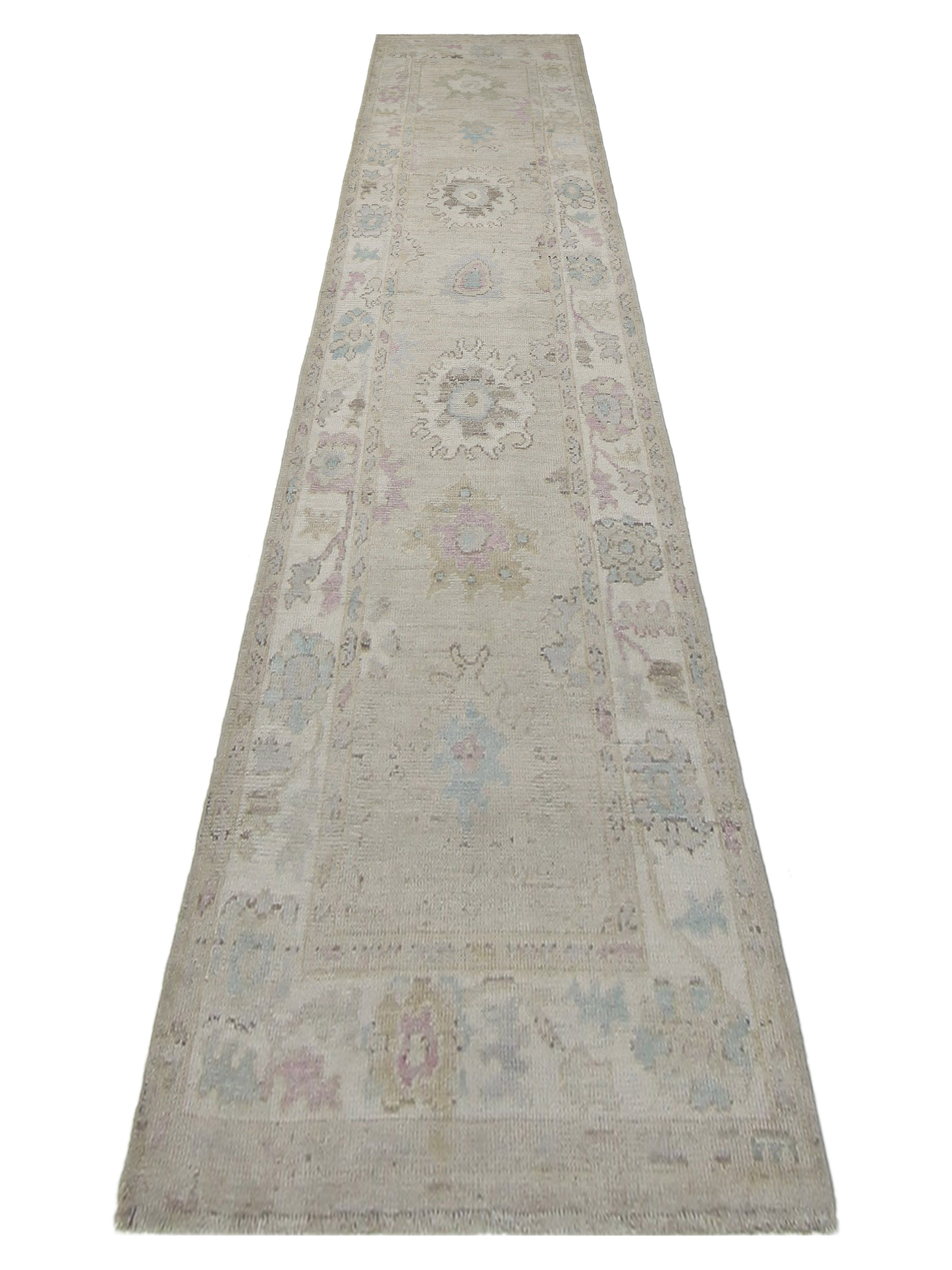Ushak Wool Weft Hand Knotted Beige 3x10 - Image 2 of 5