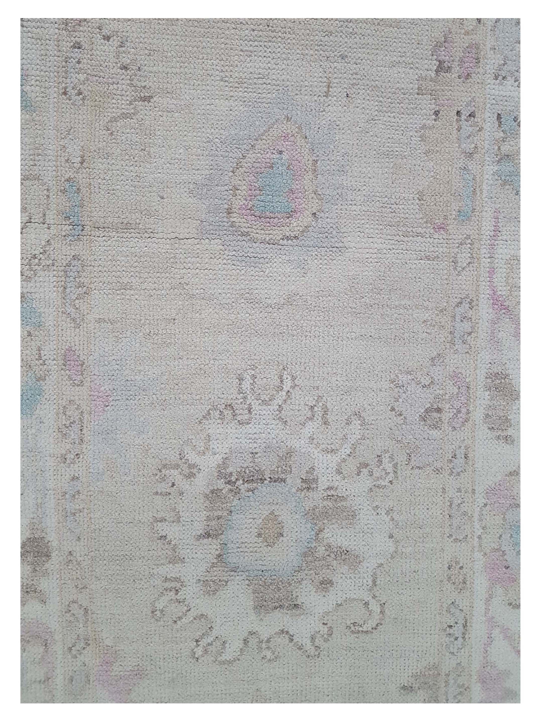 Ushak Wool Weft Hand Knotted Beige 3x10 - Image 4 of 5