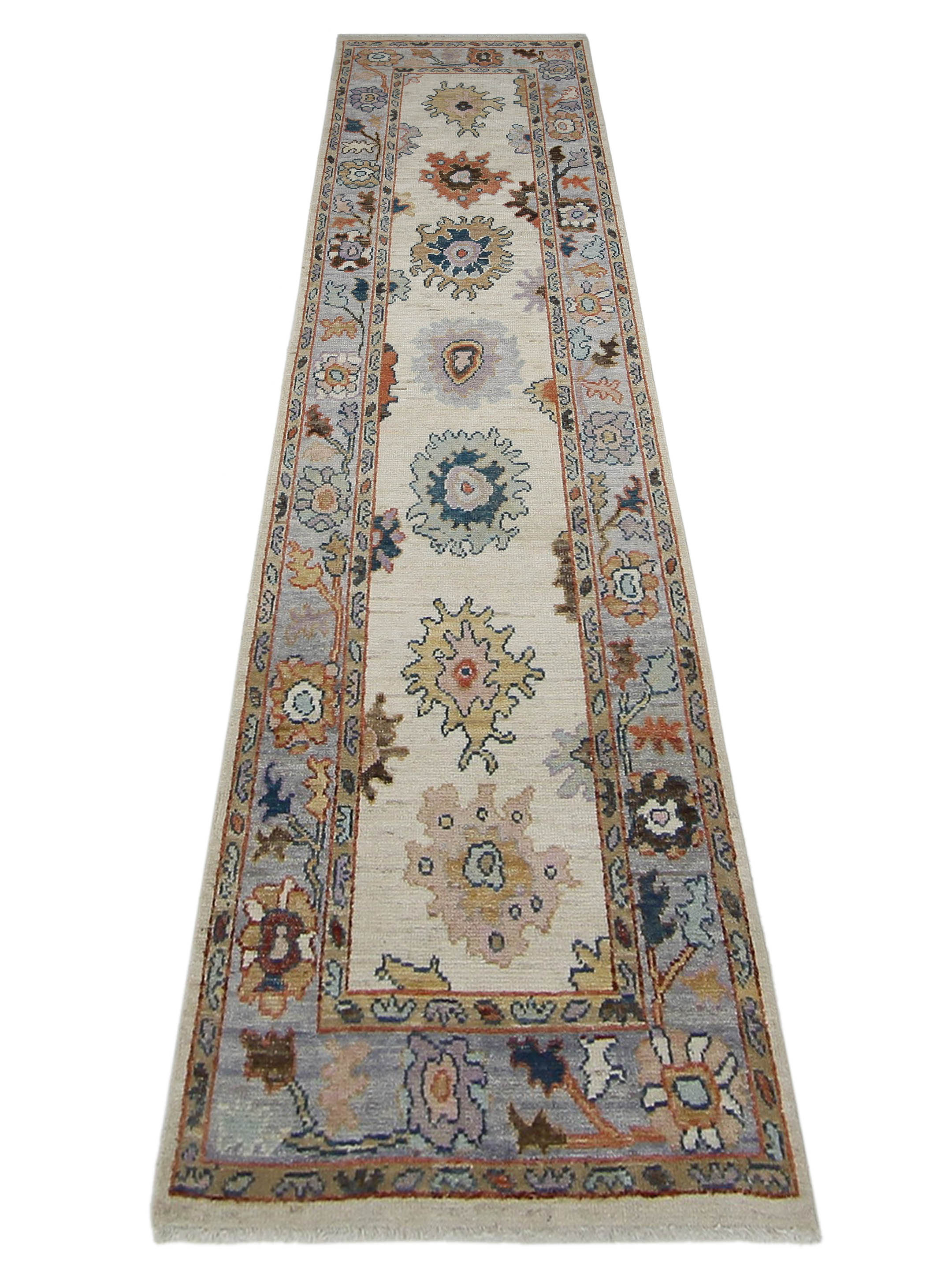 Ushak Wool Weft Hand Knotted Beige 3x10 - Image 2 of 5