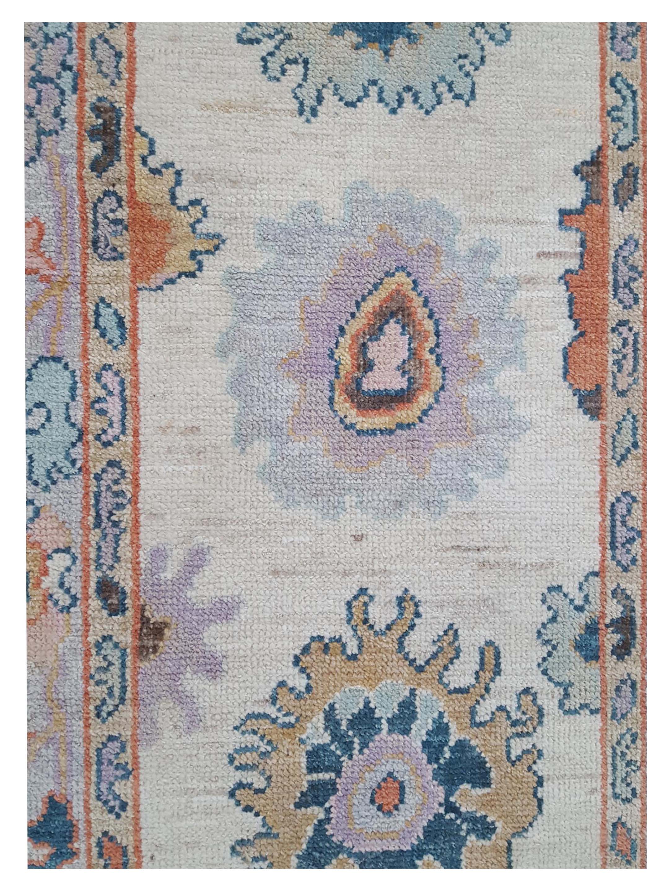 Ushak Wool Weft Hand Knotted Beige 3x10 - Image 4 of 5