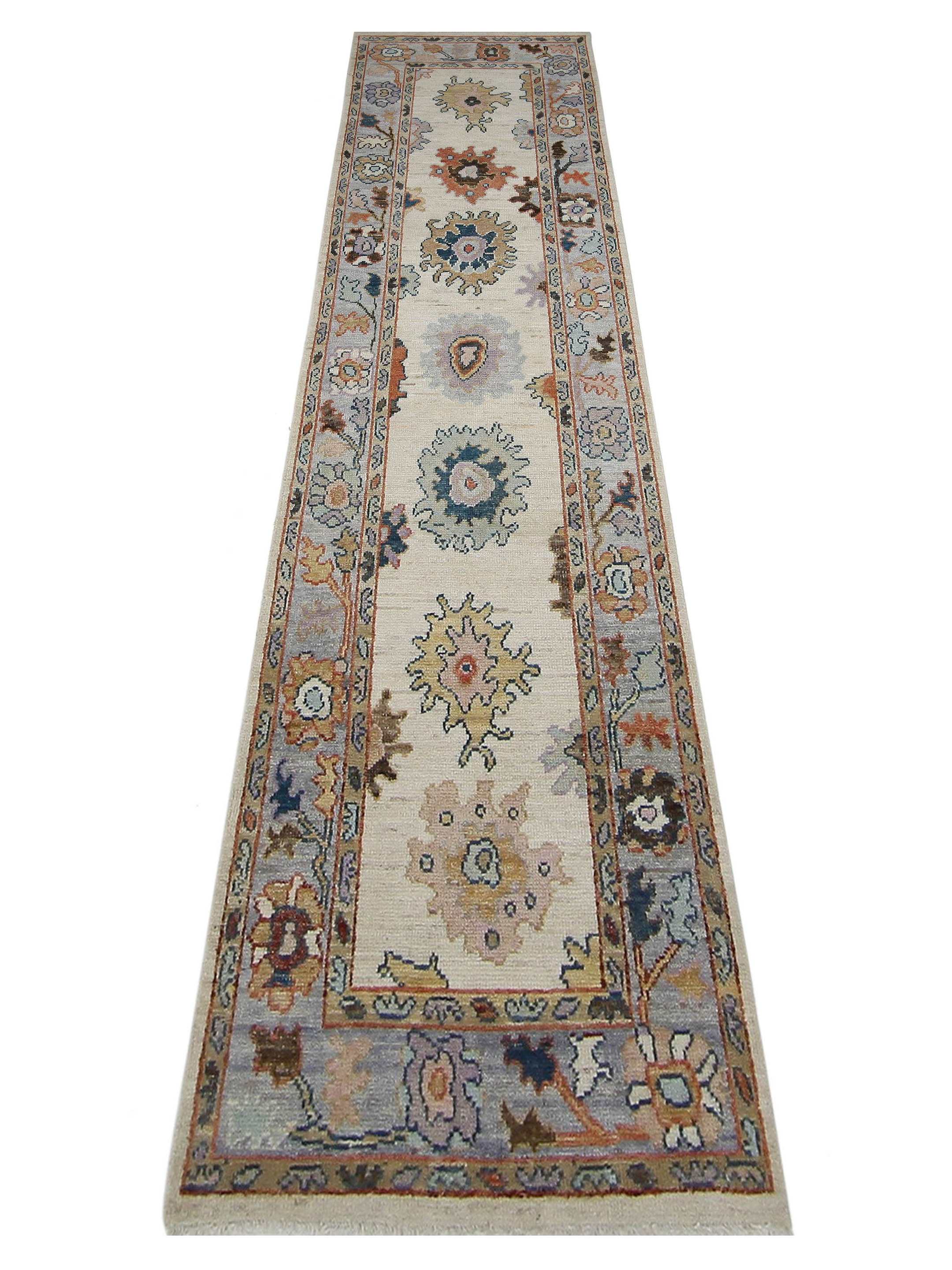 Ushak Wool Weft Hand Knotted Beige 3x10 - Image 2 of 5