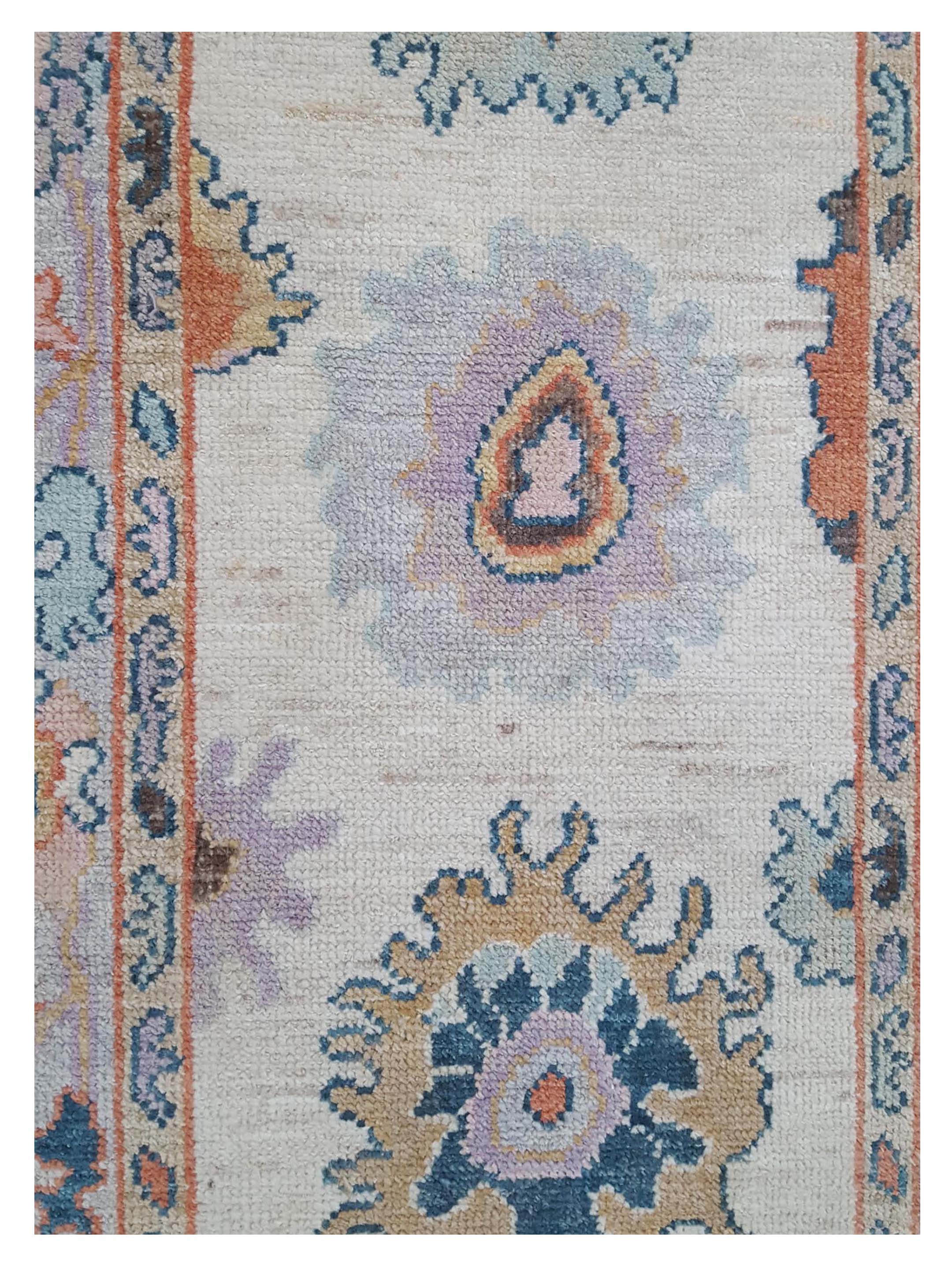 Ushak Wool Weft Hand Knotted Beige 3x10 - Image 4 of 5